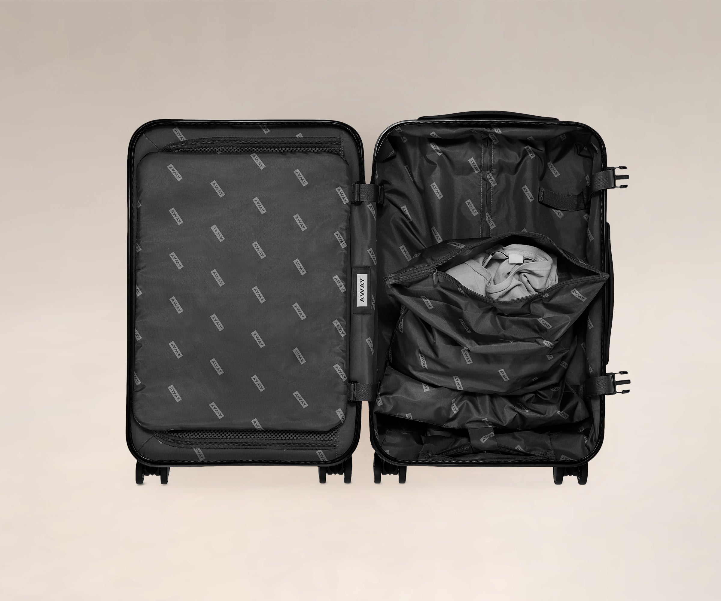 Away’s suitcases come with an interior compression system and a hidden laundry bag