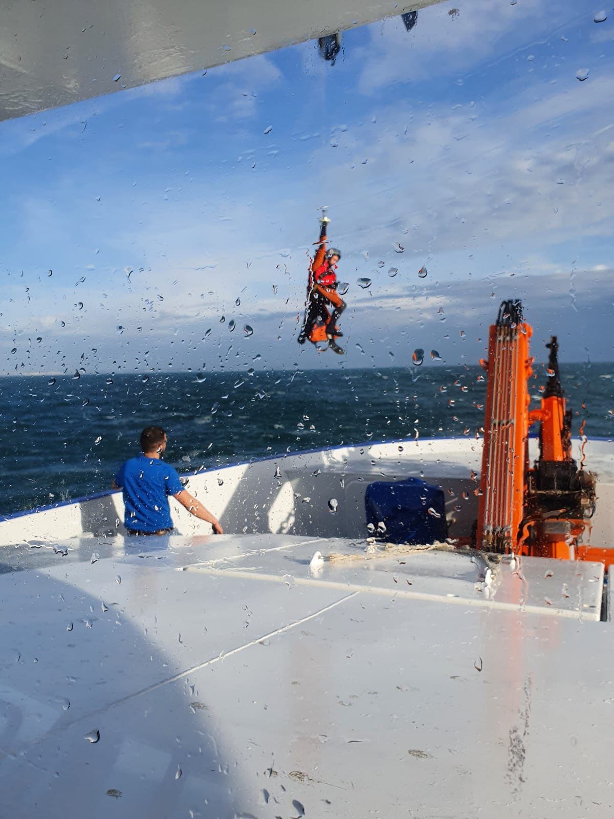 The man being brought on board