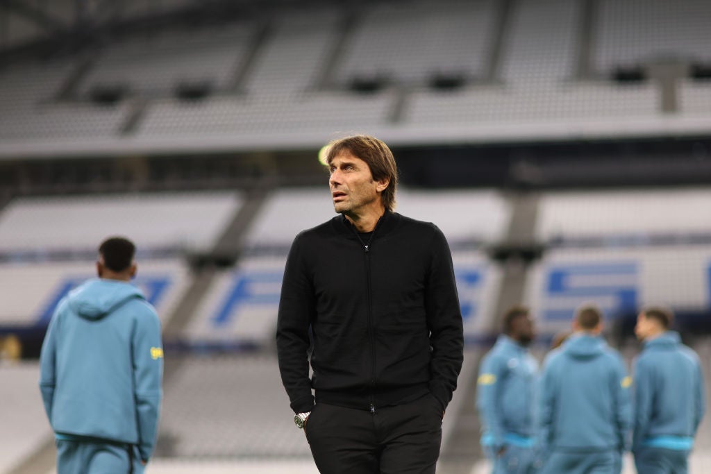 Antonio Conte takes in the Stade Velodrome in Marseille - but he will be banned from the touchline