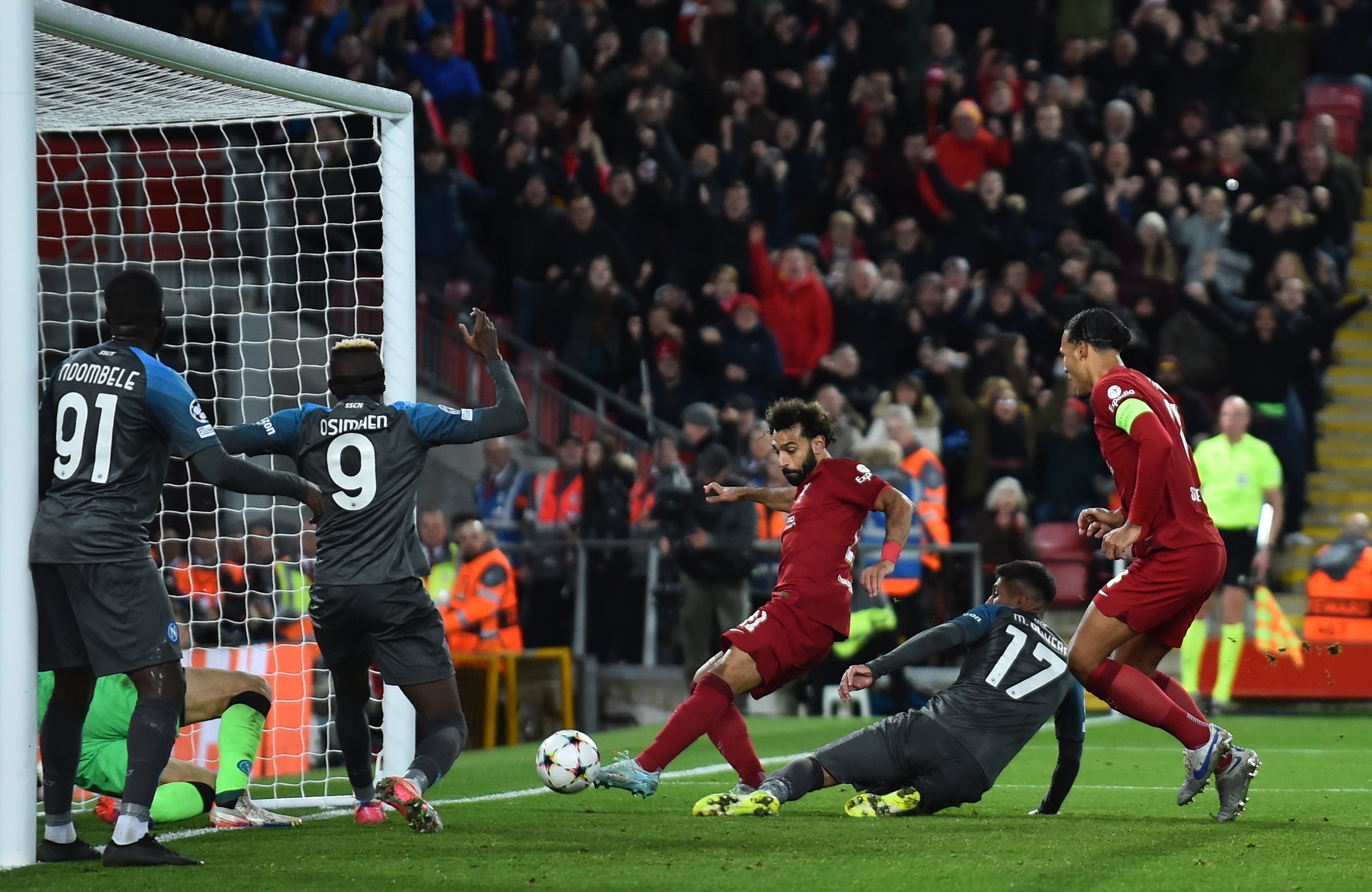 Mohamed Salah scores to make it 1-0 at Anfield