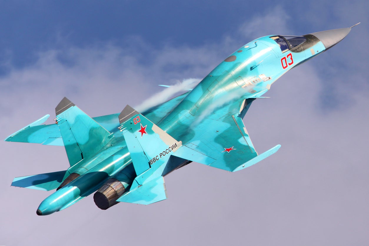 A Russian Air Force Sukhoi Su-34 fighter jet, one of the planes being reclaimed