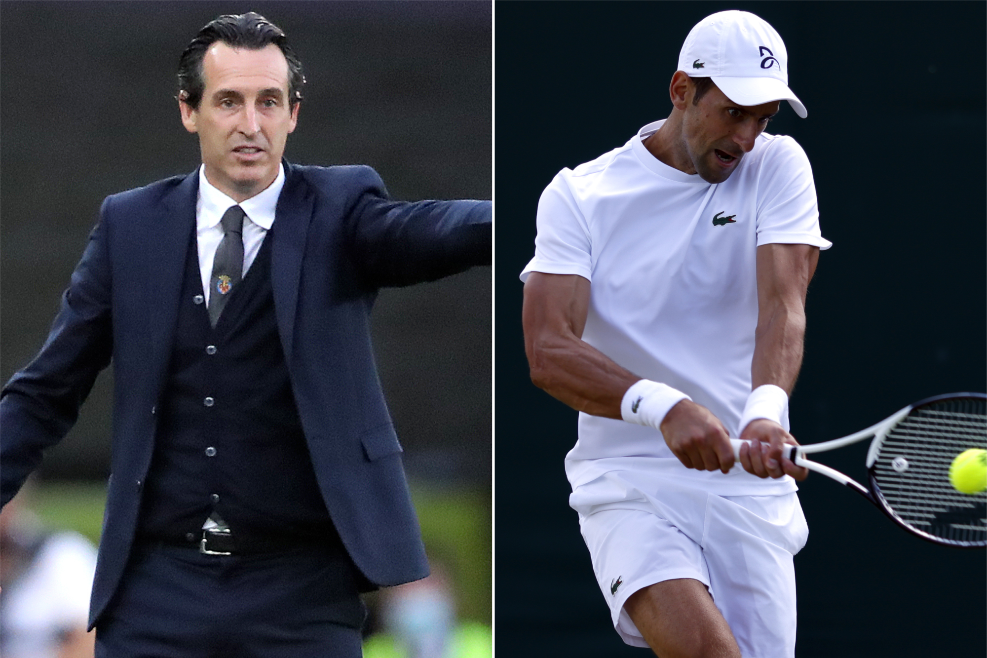 Unai Emery and Novak Djokovic (Niall Carson/Steven Paston/PA)