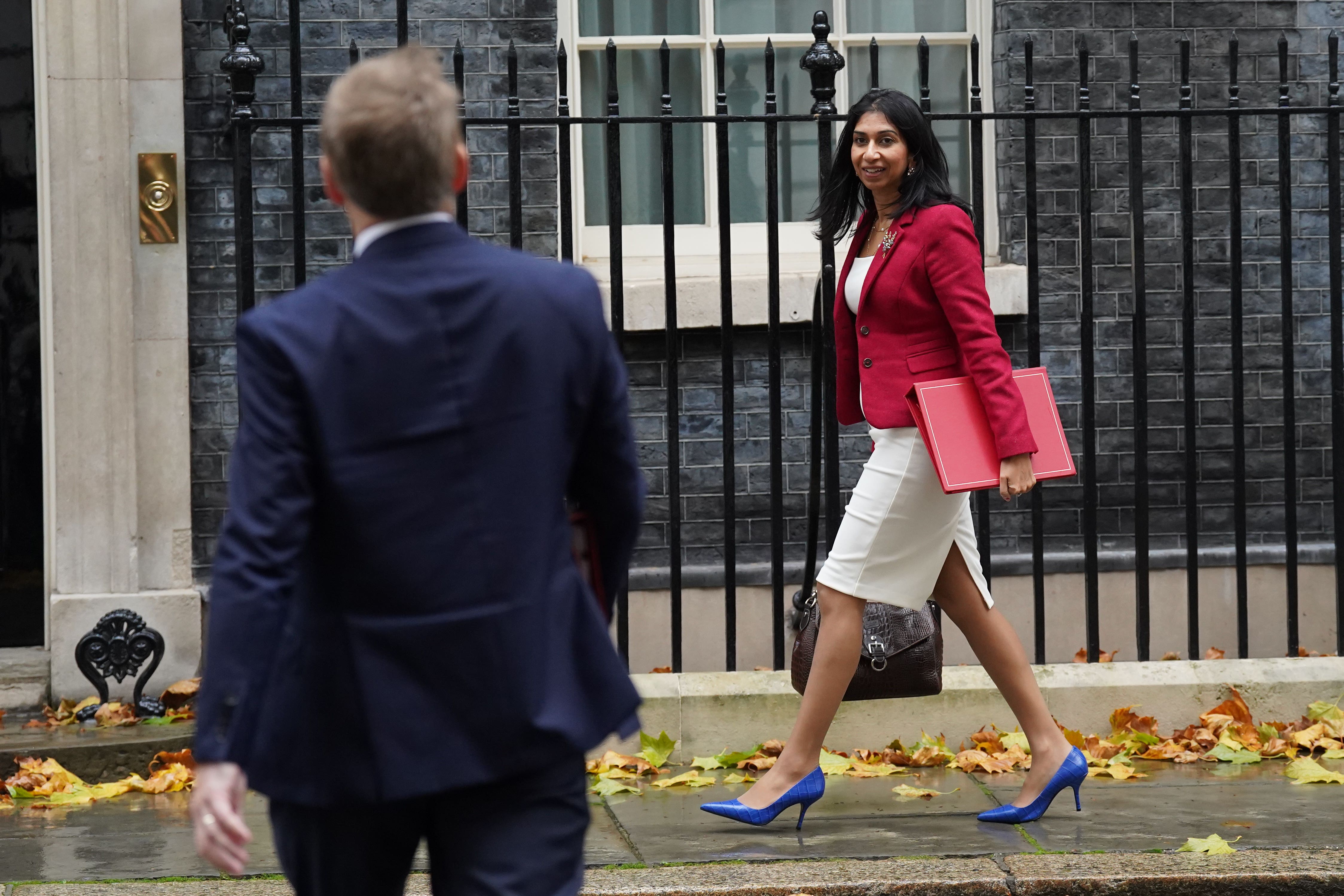 Suella Braverman has been warned by council chiefs that Kent is at ‘breaking point’ as a result of the migrant crisis, with the potential for disorder at an overcrowded processing facility and the risk of far-right violence (Stefan Rousseau/PA)