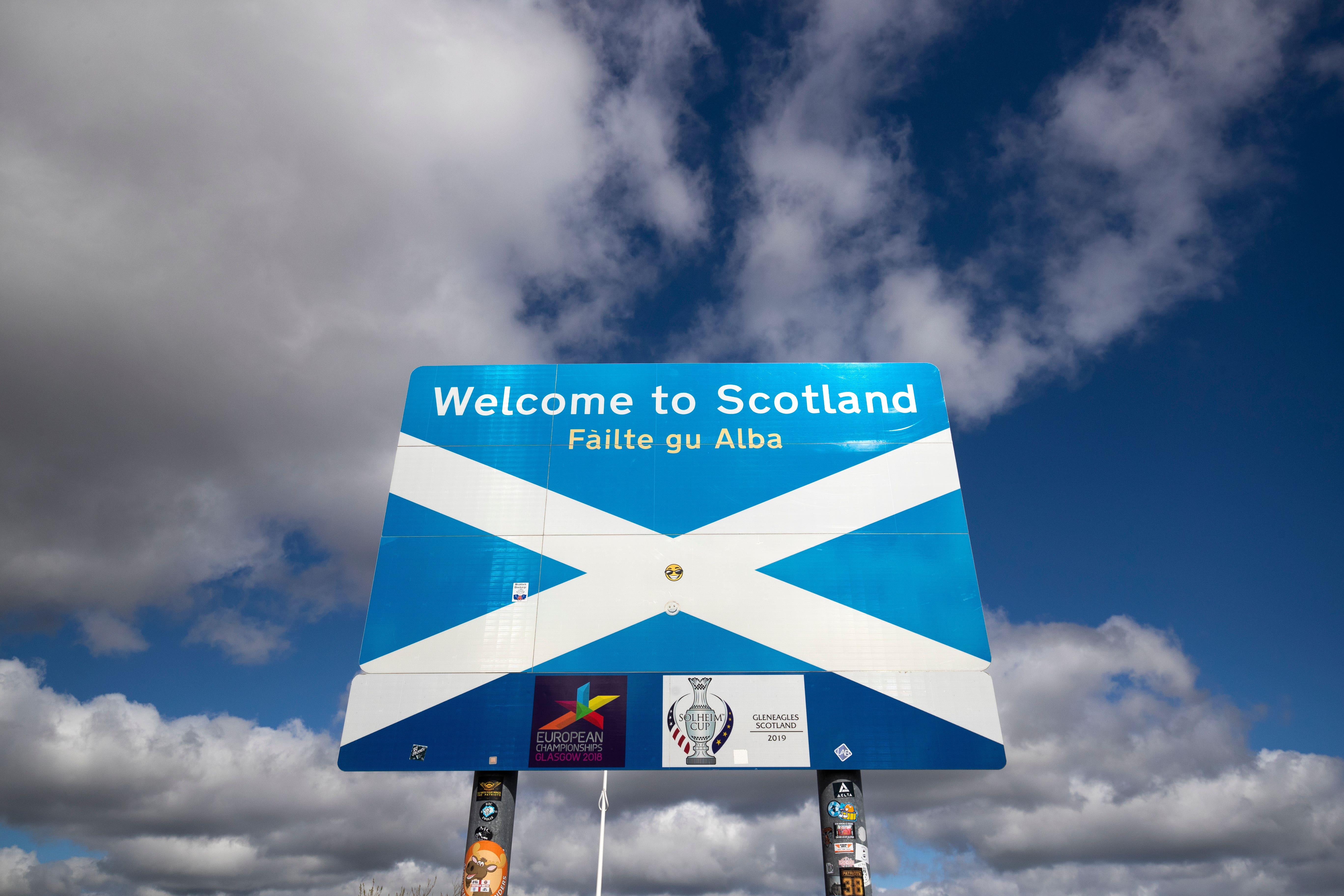 The Scotland-England border on the A68 near Jedburgh (Jane Barlow/PA)