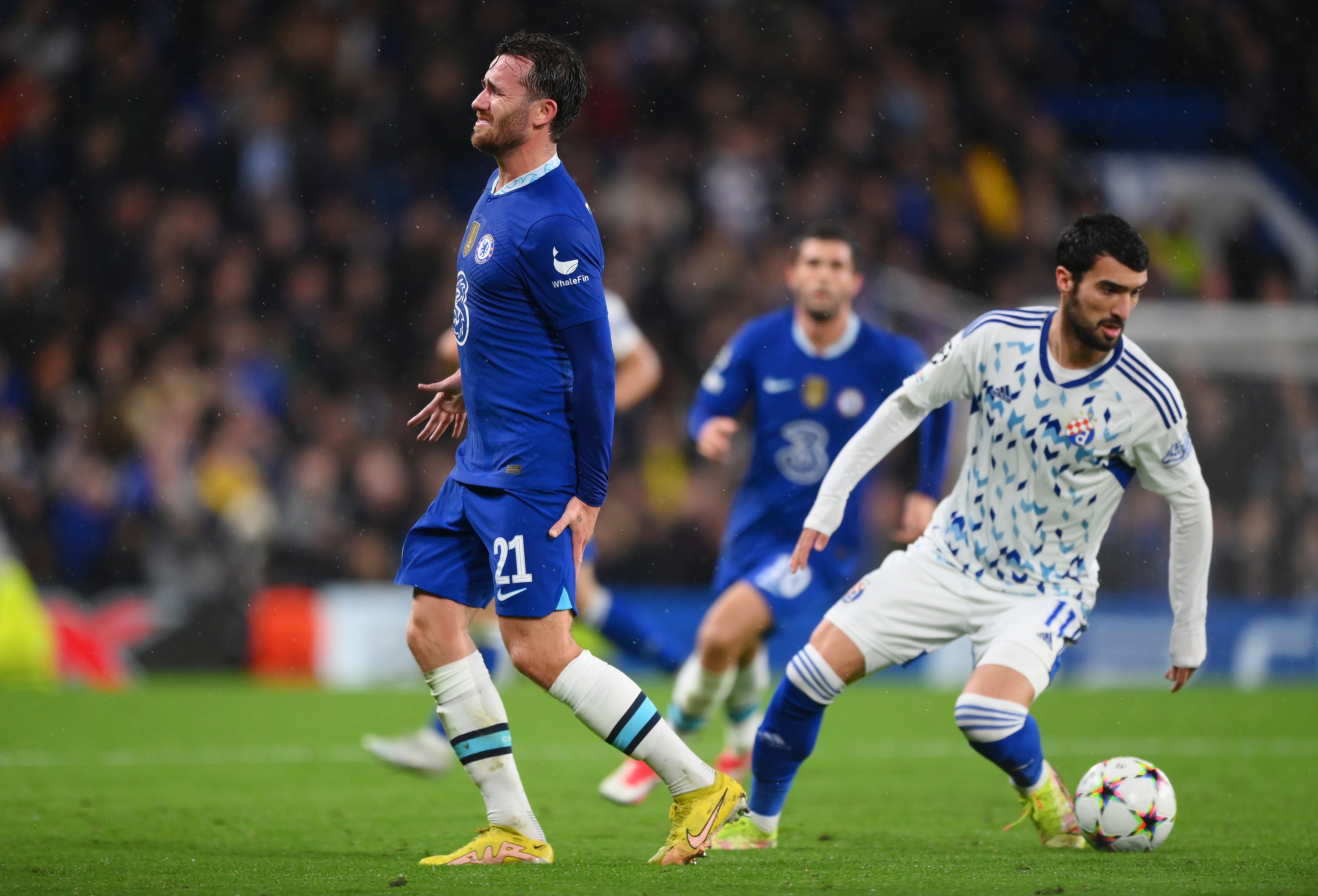 World Cup worry: Ben Chilwell went off clutching his hamstring