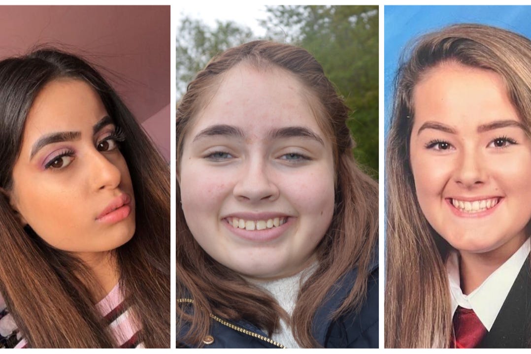 Left to right, Nadia Sharif, Christie Harnett and Emily Moore all died after undergoing treatment at West Lane Hospital in Middlesbrough (PA)