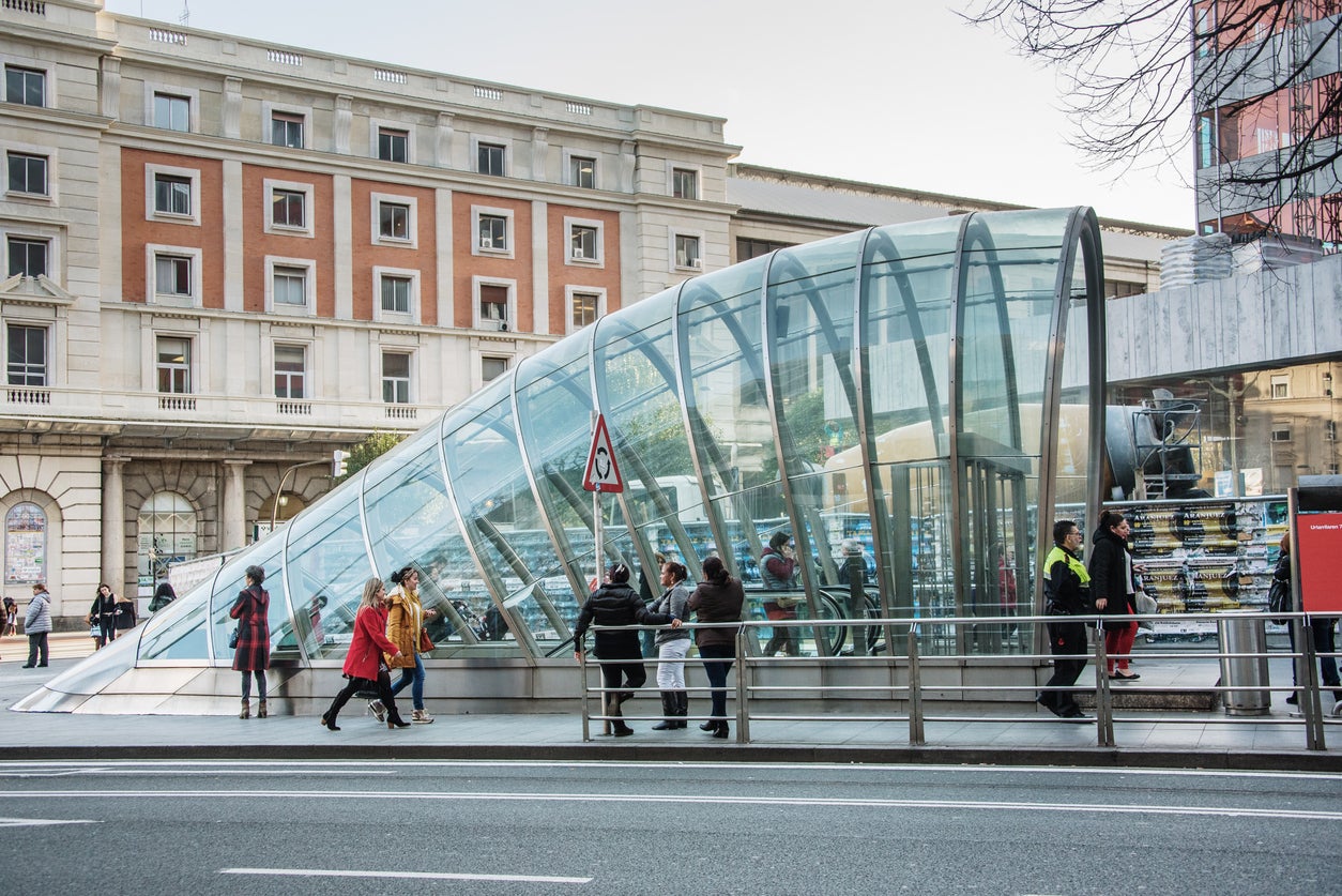 These entrances to the Bilbao metro were designed by Sir Norman Foster