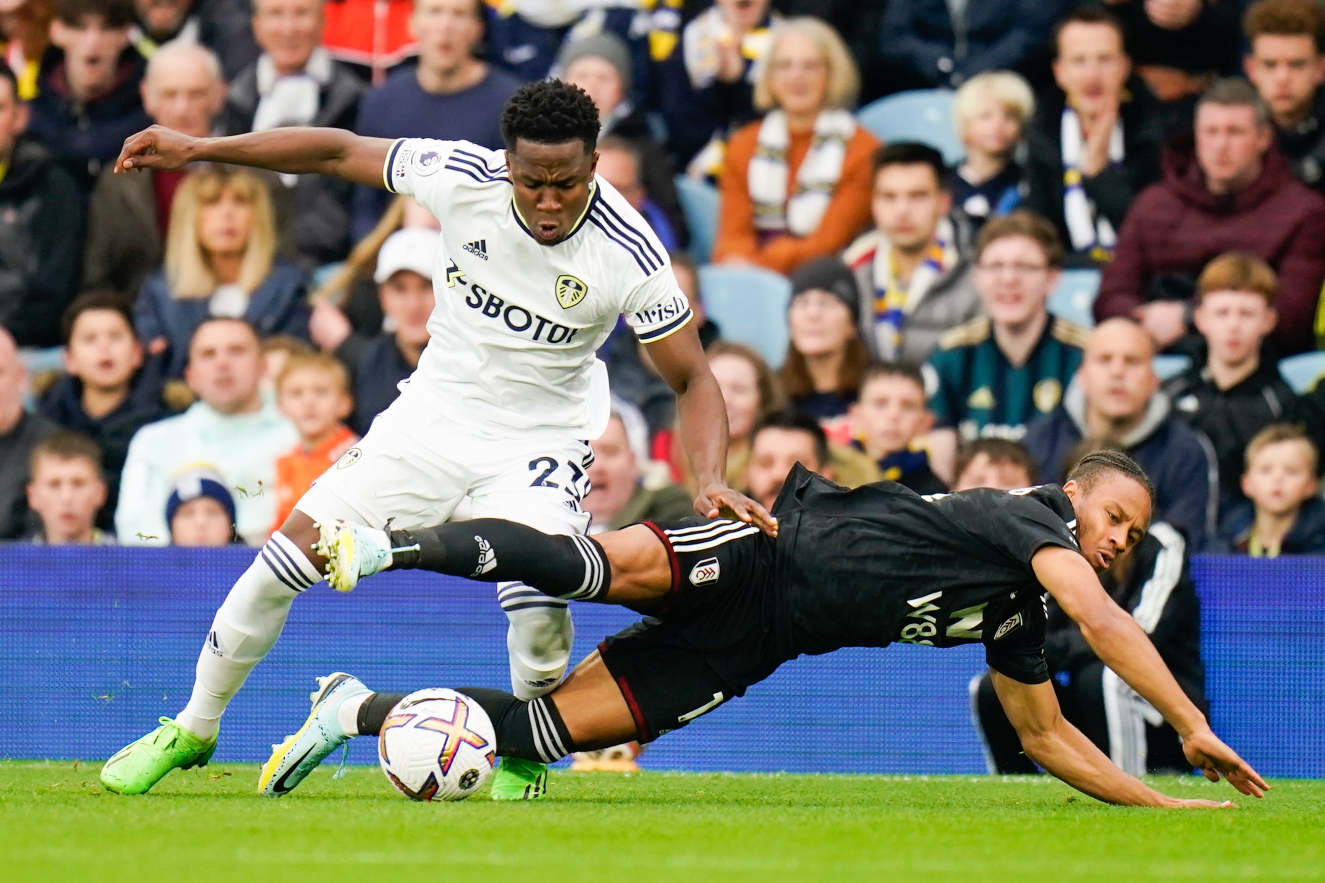 Colombia winger Luis Sinisterra, left, is not likely to feature for Leeds until after the World Cup break (Danny Lawson/PA)