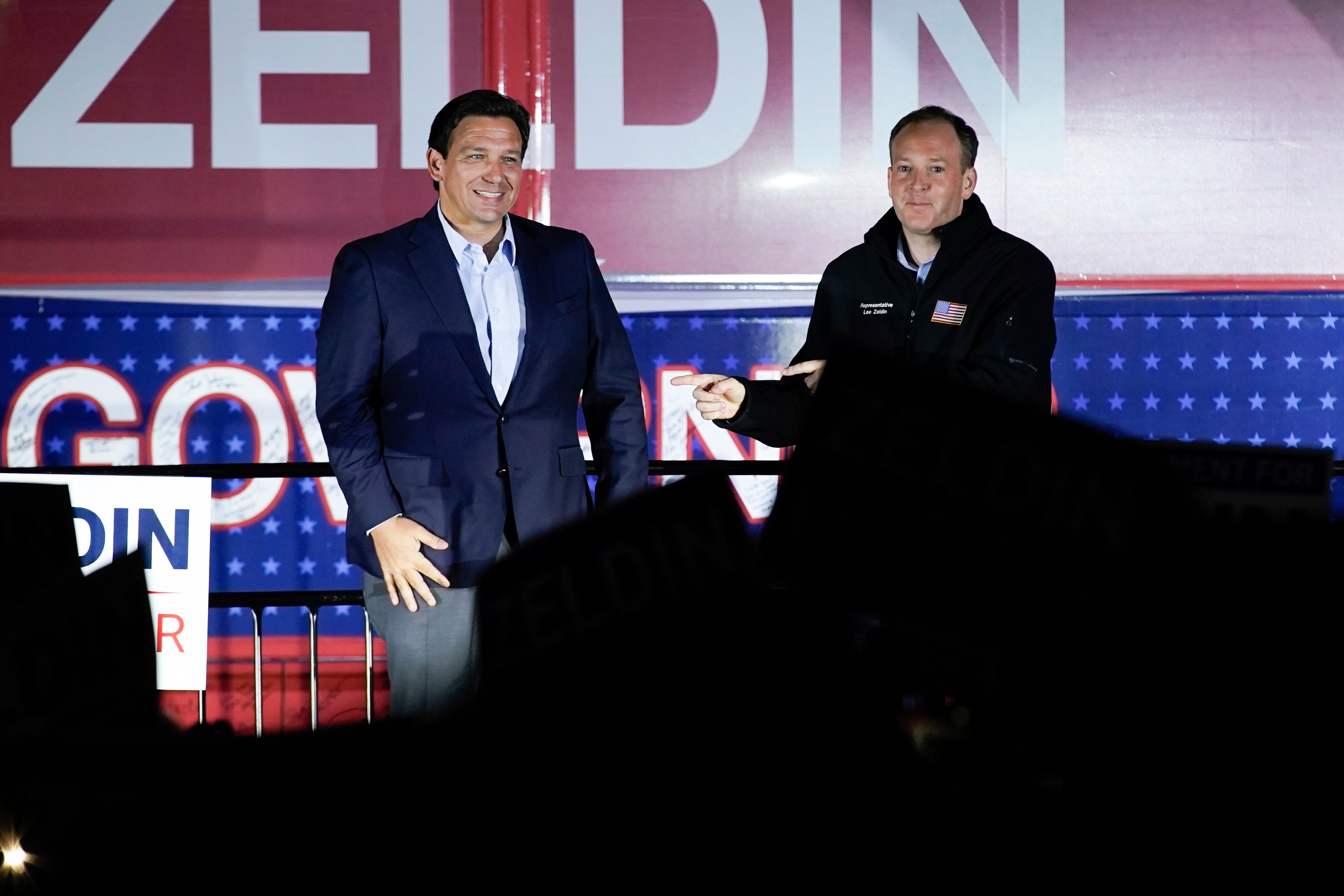 Florida Governor Ron DeSantis rallied with Republican candidate for New York Governor Lee Zeldin on 29 October.