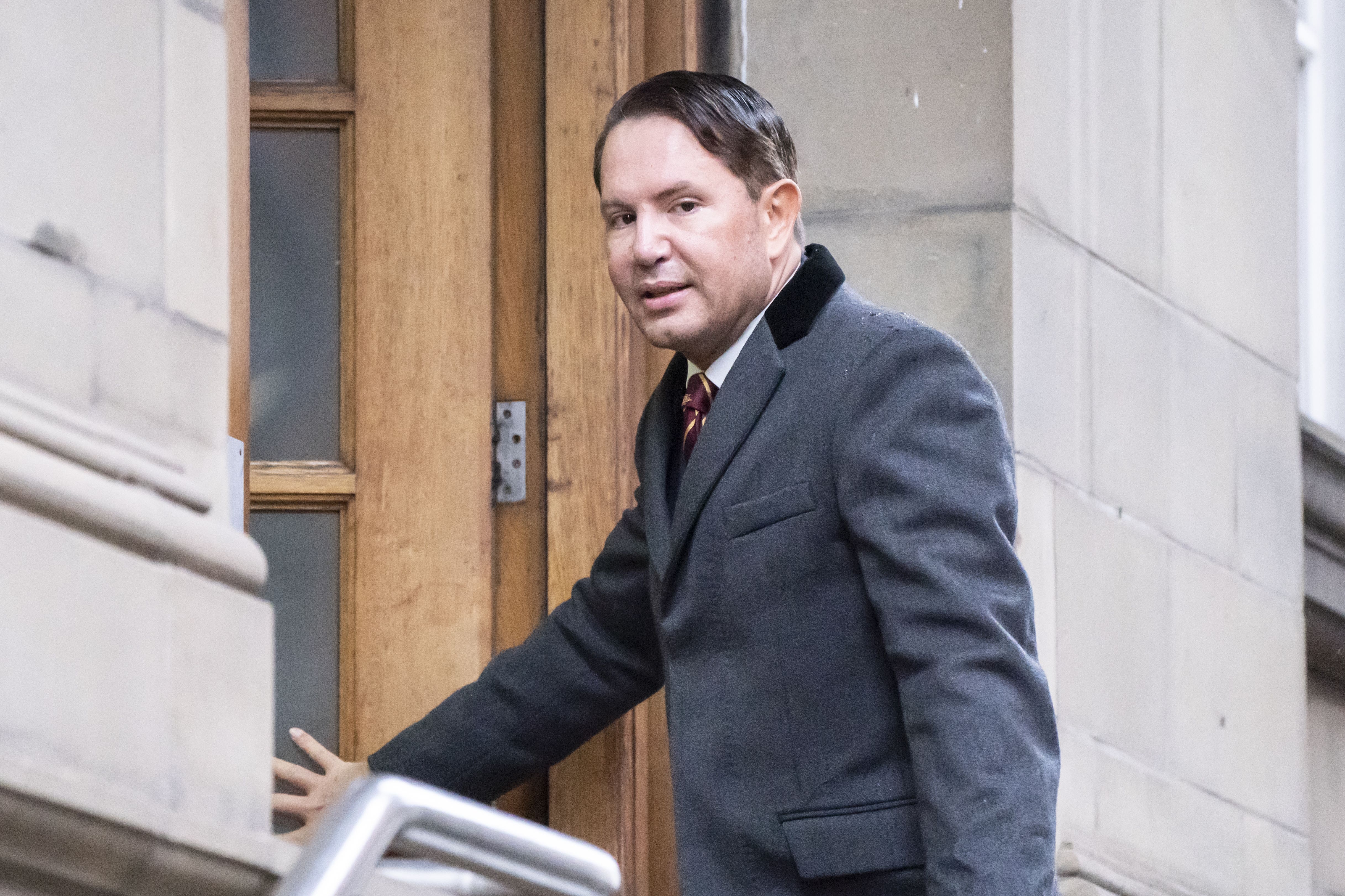 Socialite James Stunt arrives at Leeds Cloth Hall Court (PA)