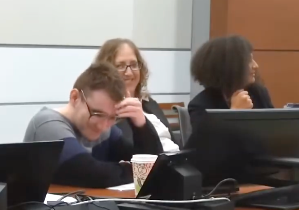 Tamara Curtis laughs with convicted Parkland killer Nikolas Cruz at a pre-trial hearing