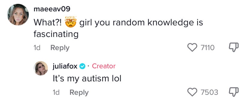 Julia Fox tells TikTok she has autism