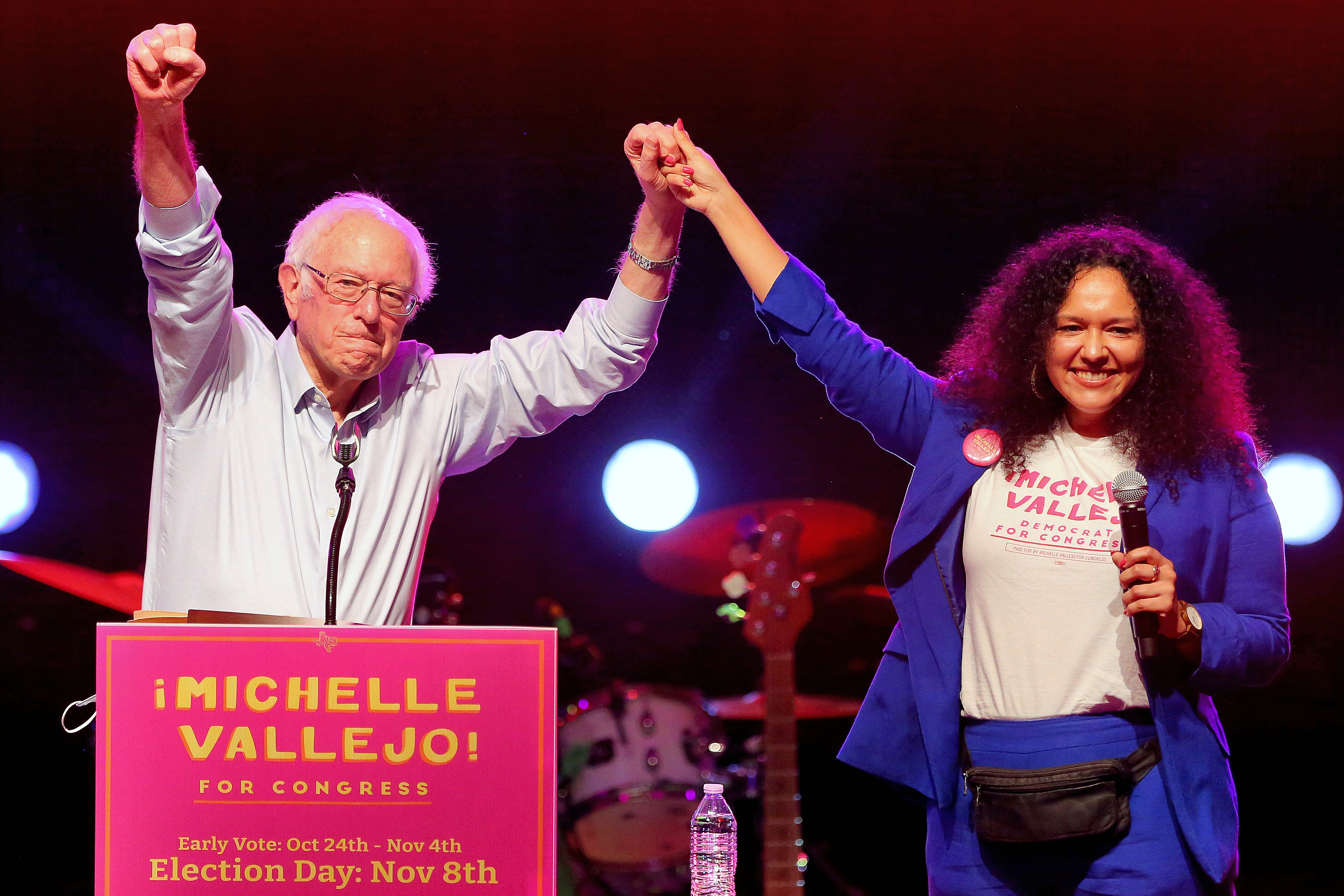 Rallying in Texas during a multi-state tour backing Democratic candidates before midterm Election Day, Bernie Sanders backed congressional candidate Michelle Vallejo at a rally in McAllen on 30 October.