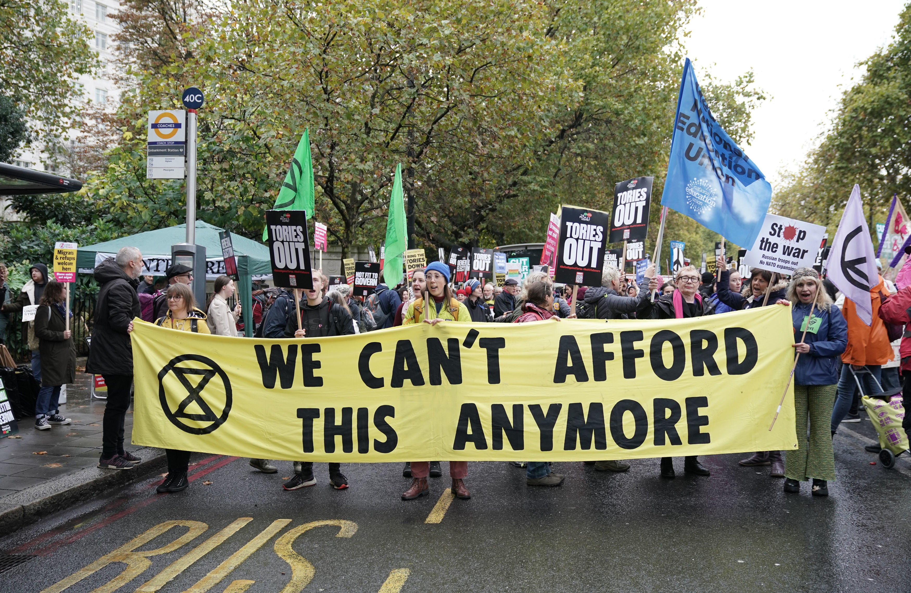 Extinction Rebellion marchers taking part in the protest in London