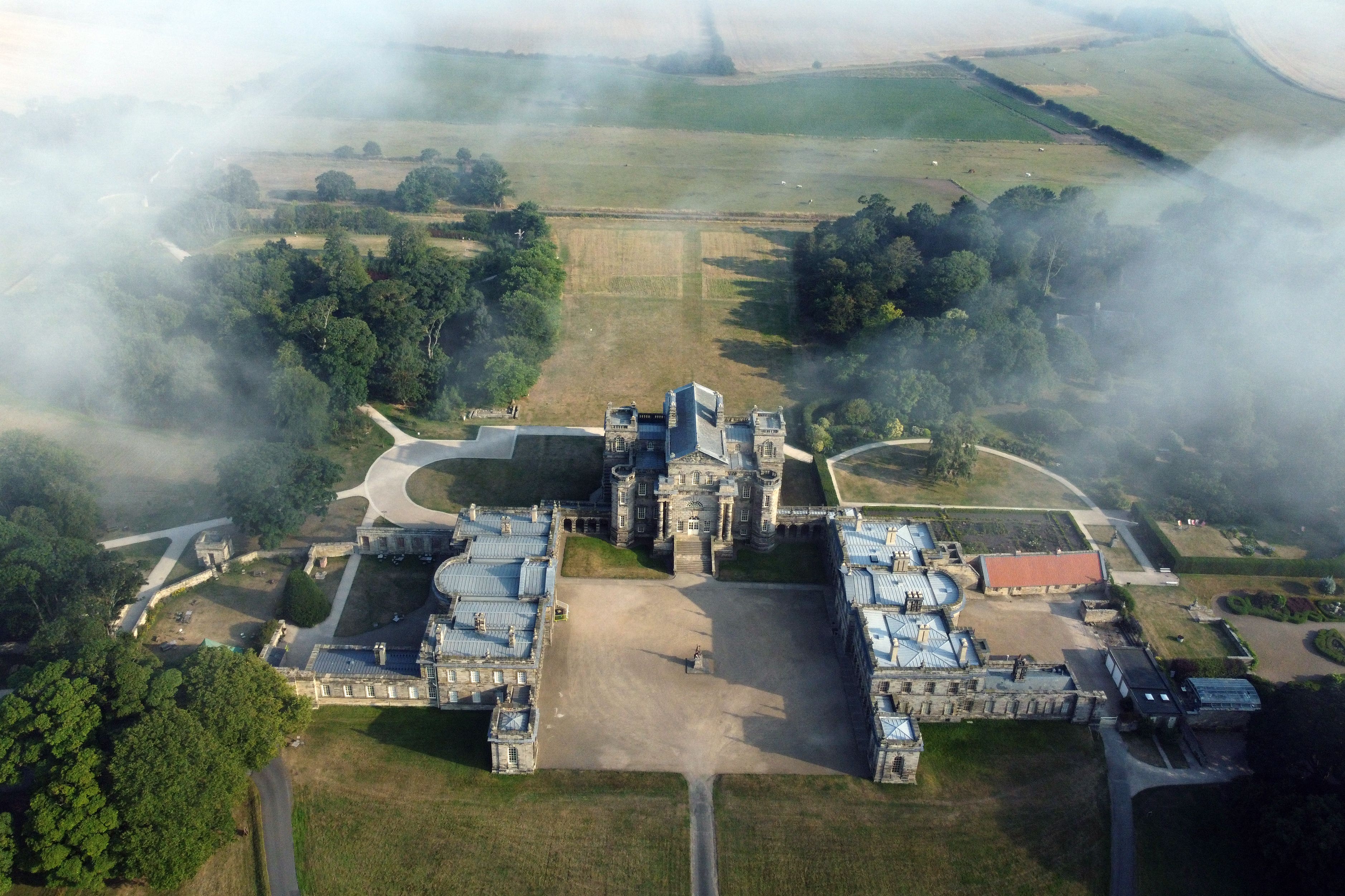 An aerial view of the National Trust’s Seaton Delaval Hall in Northumberland (PA)