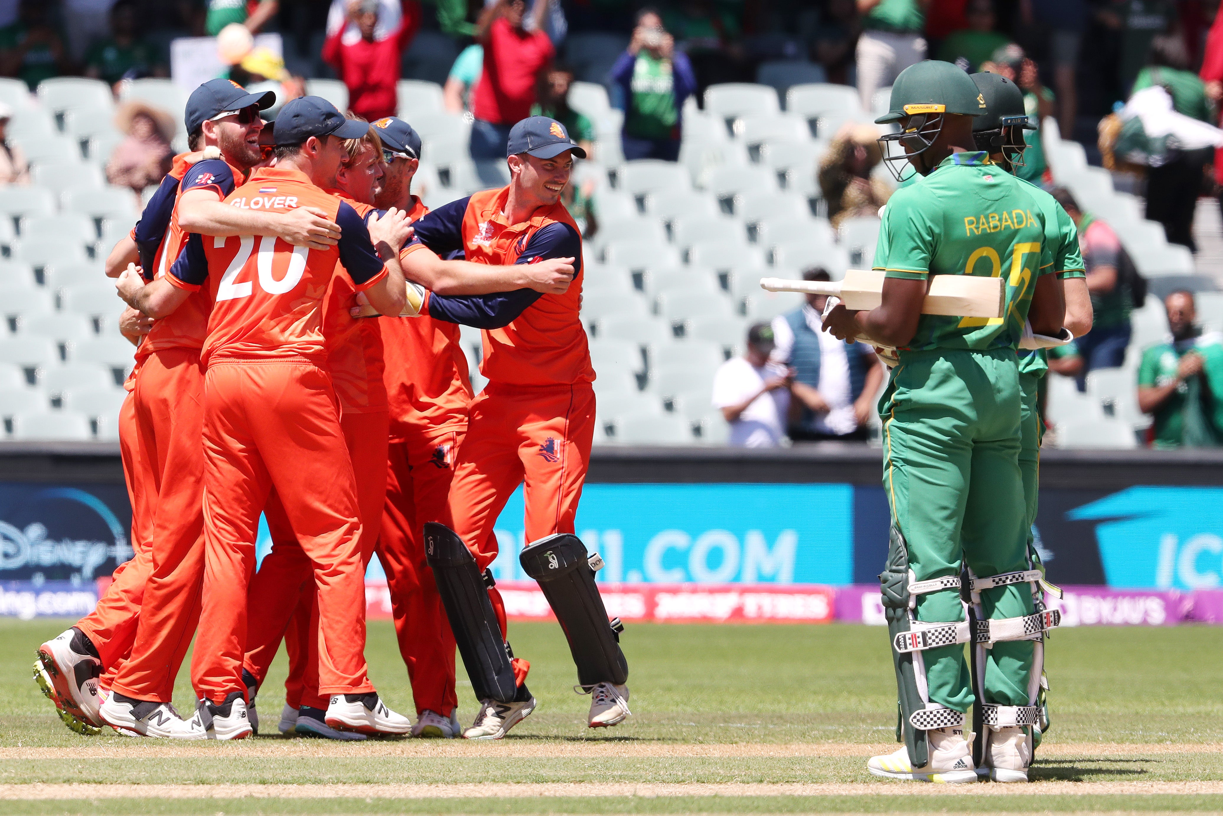 Netherlands celebrated a famous win over the Proteas