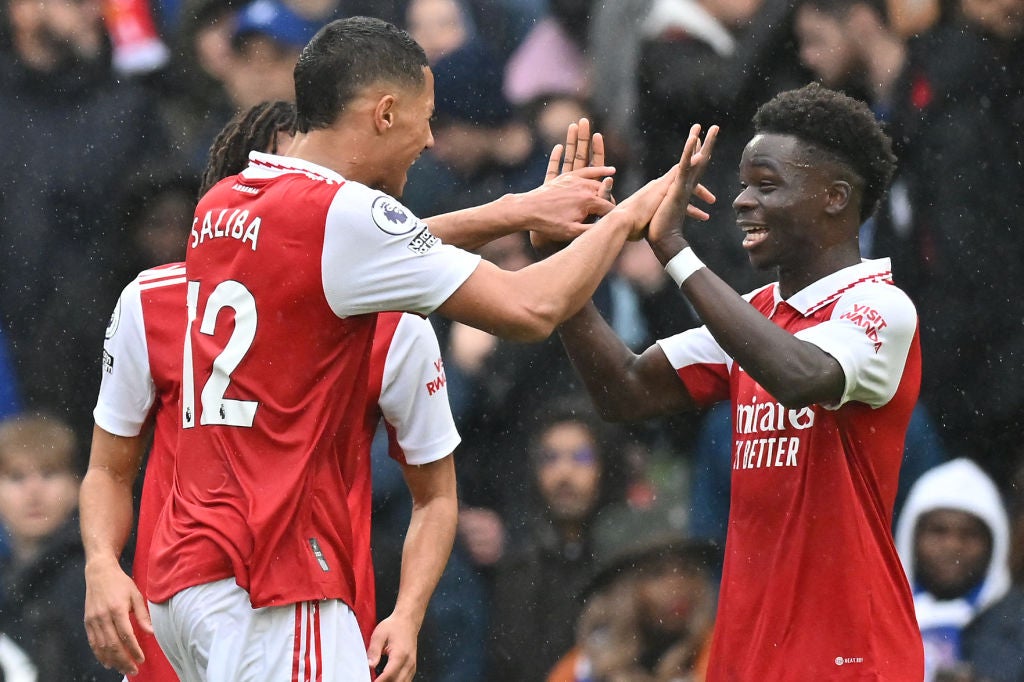 Arsenal players celebrate after their win over Chelsea