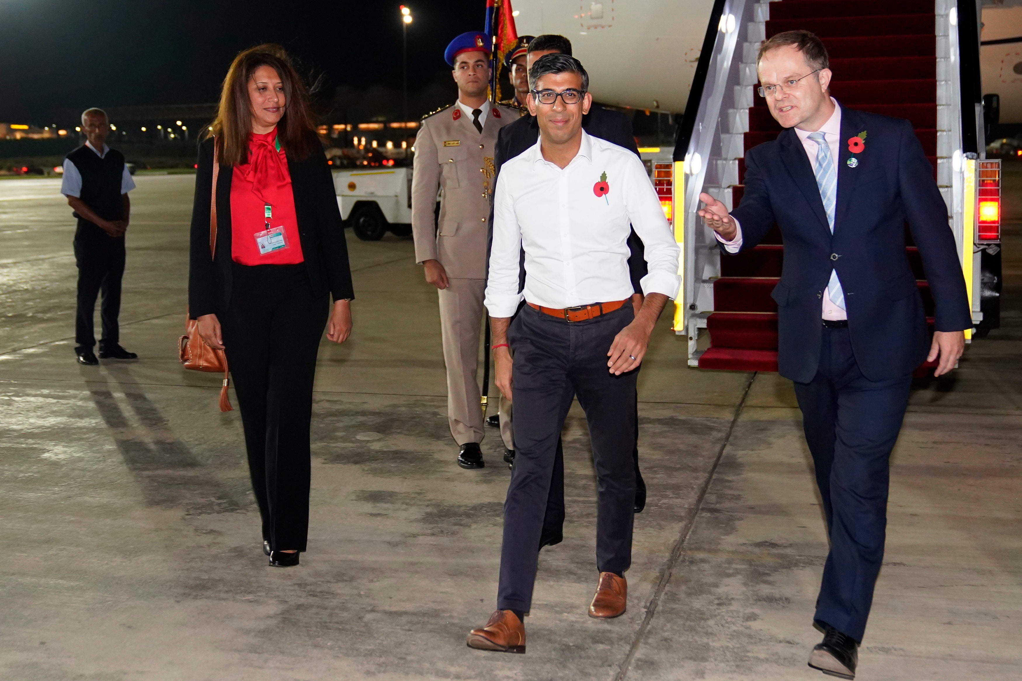 Rishi Sunak arrives in Sharm el-Sheikh, Egypt, to attend the Cop27 Climate Summit