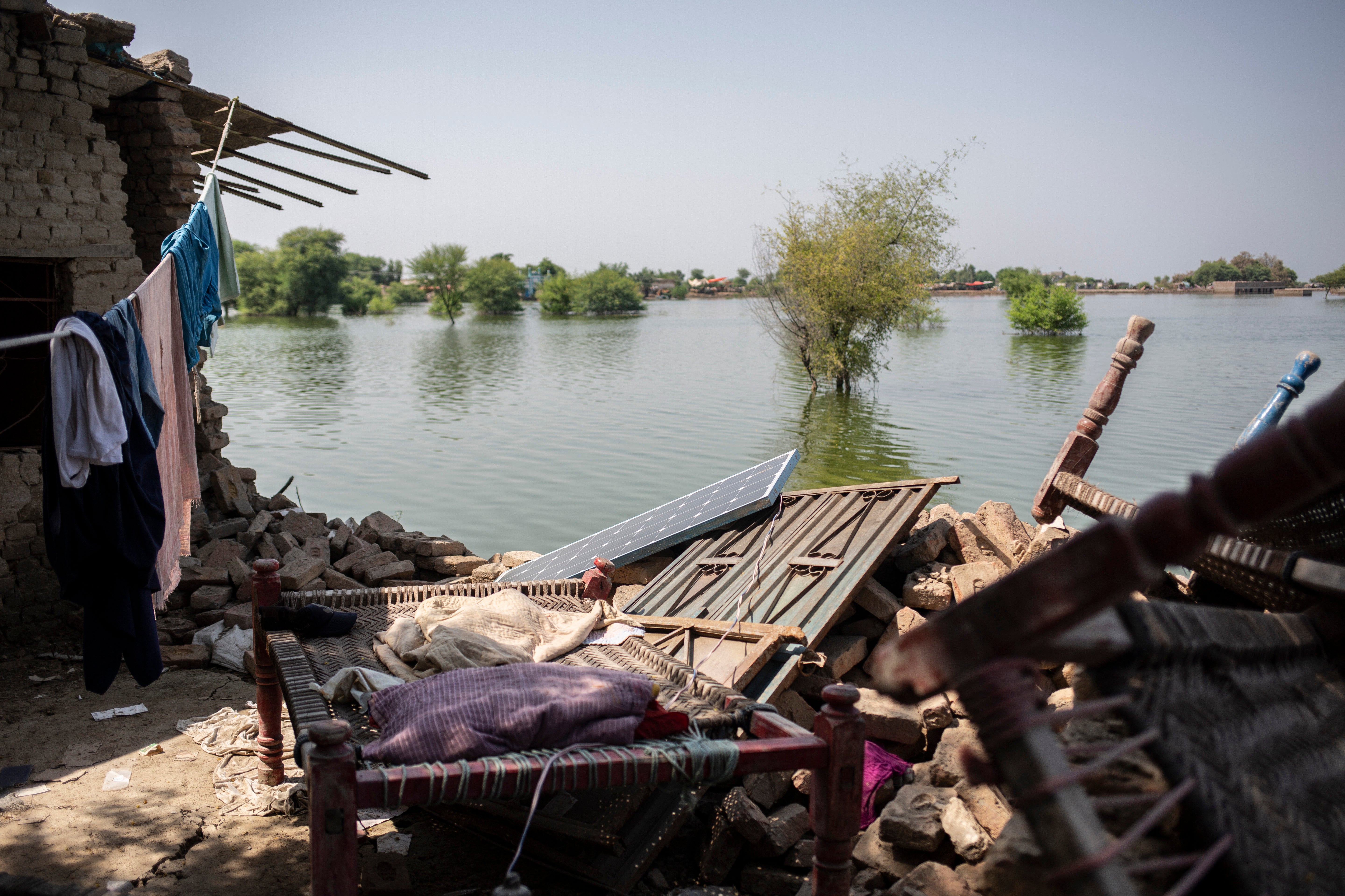 A submerged village due to the recent floods