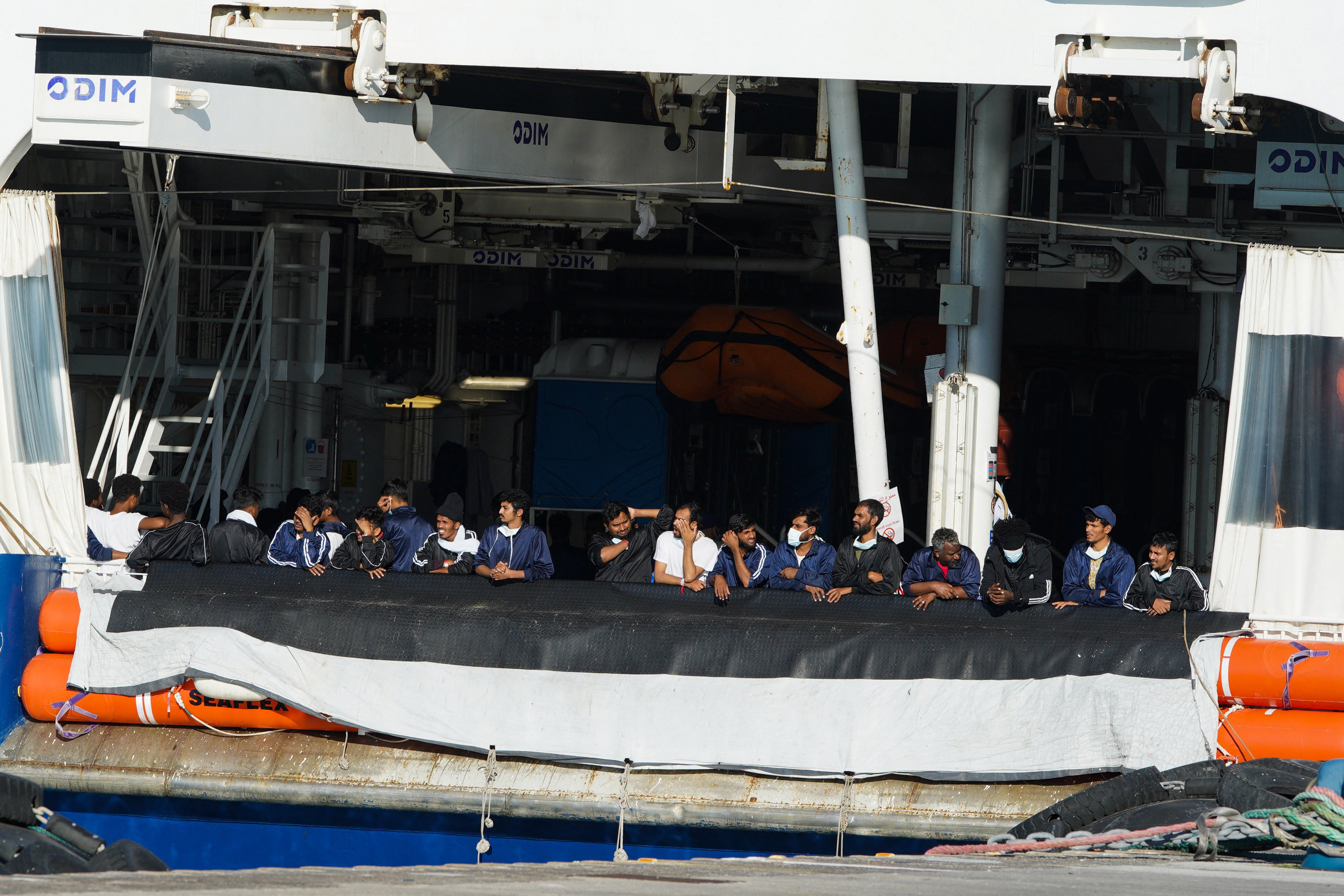 Migrants remaining on the NGO rescue ship ‘Humanity’ on Monday