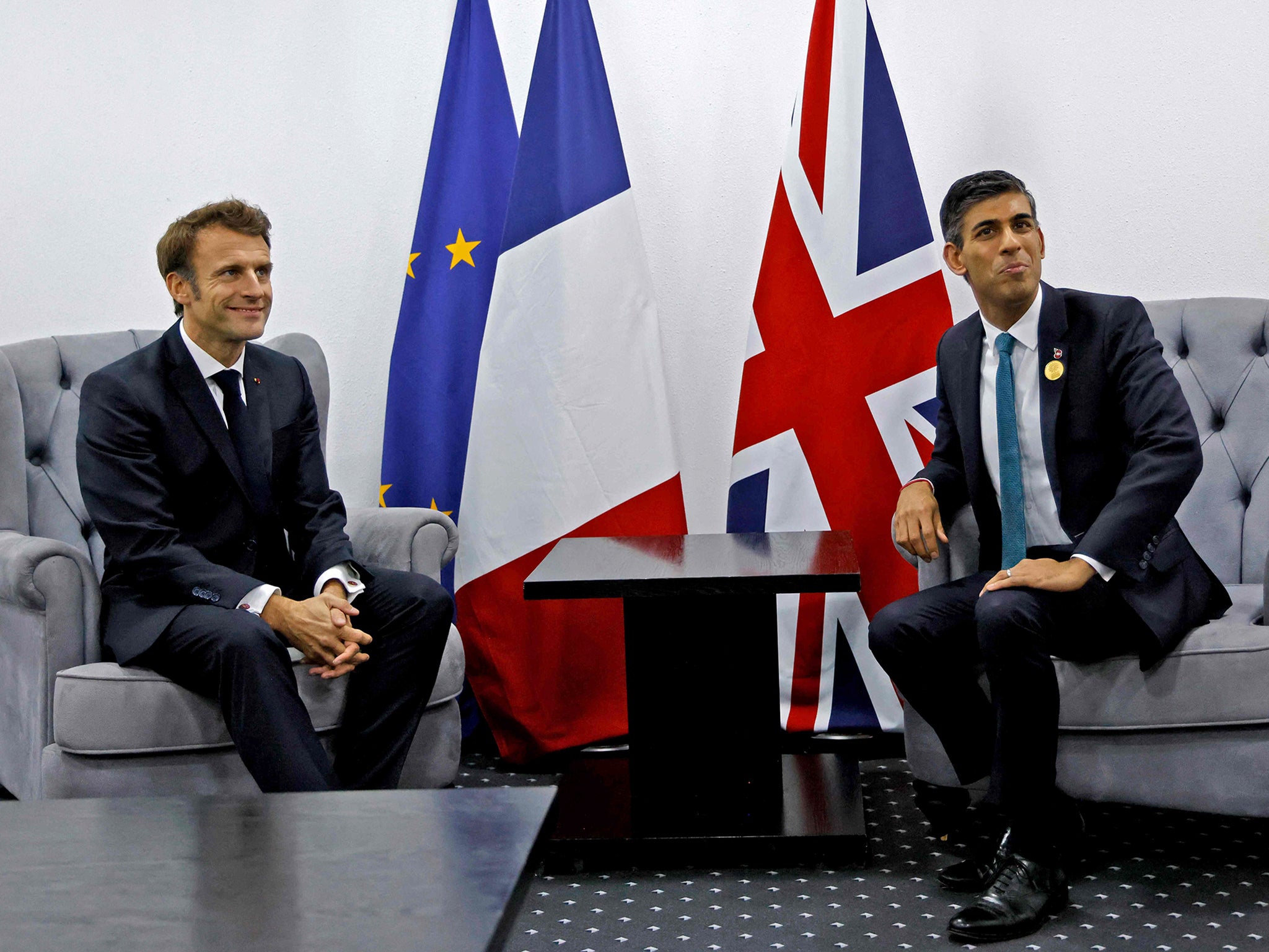 Emmanuel Macron and Rishi Sunak at Cop27 in Egypt