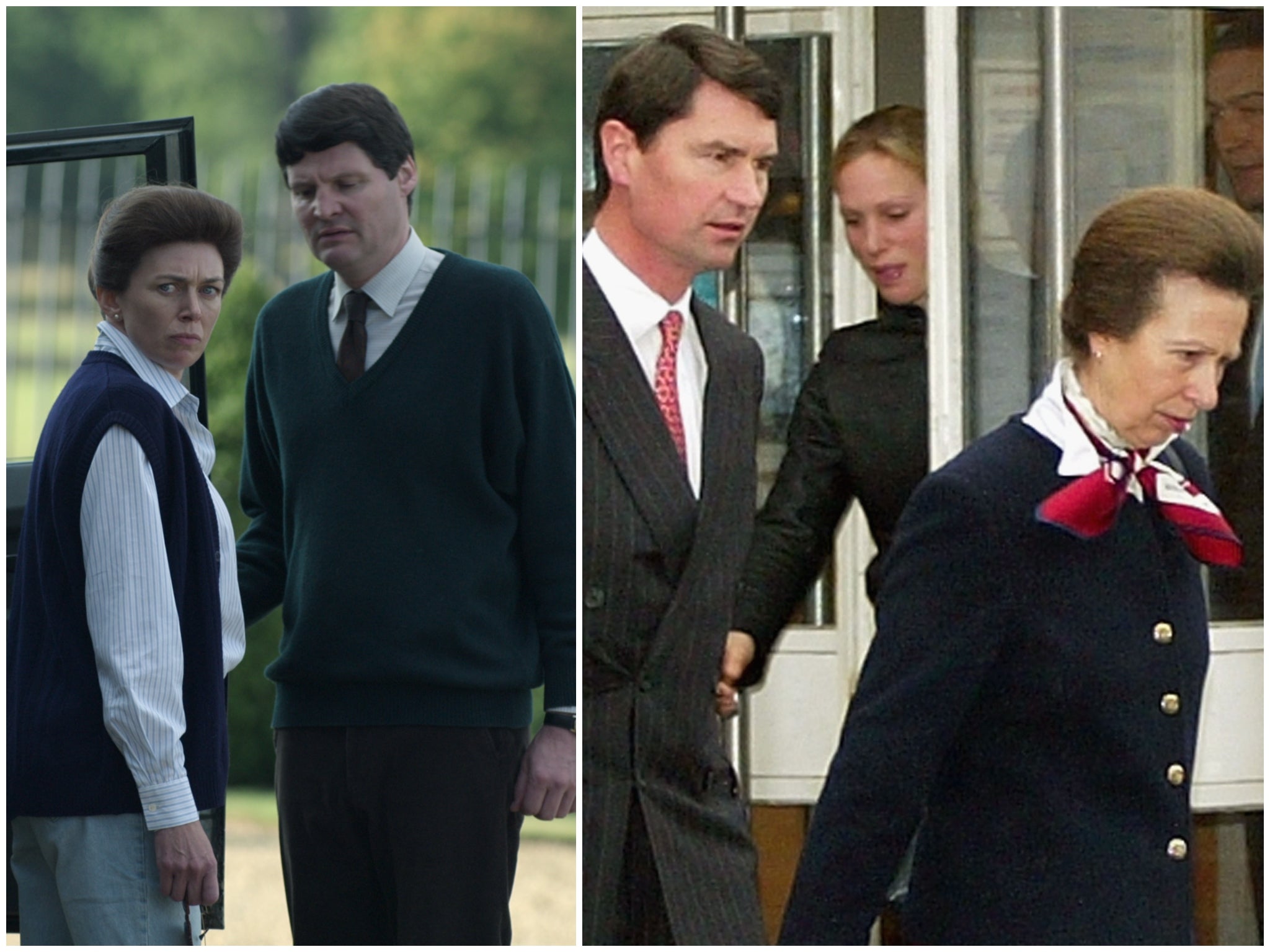 Claudia Harrison and Theo Fraser Steele (left) and the Princess Royal and Sir Timothy Laurence