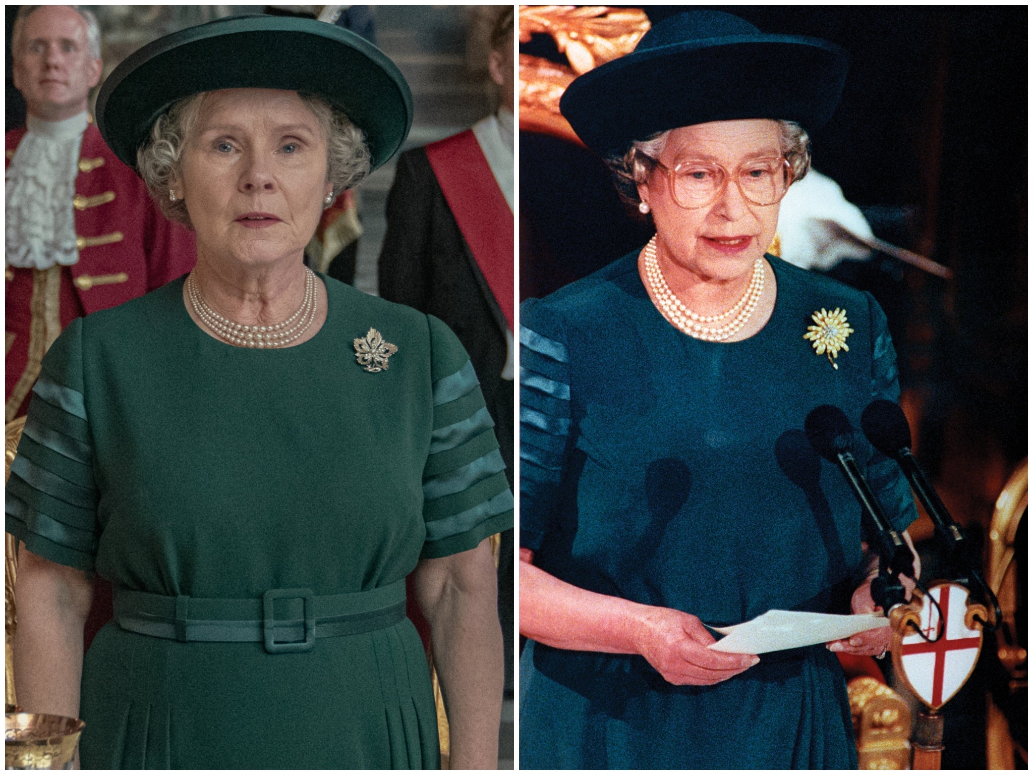 Imelda Staunton (left) and Queen Elizabeth II