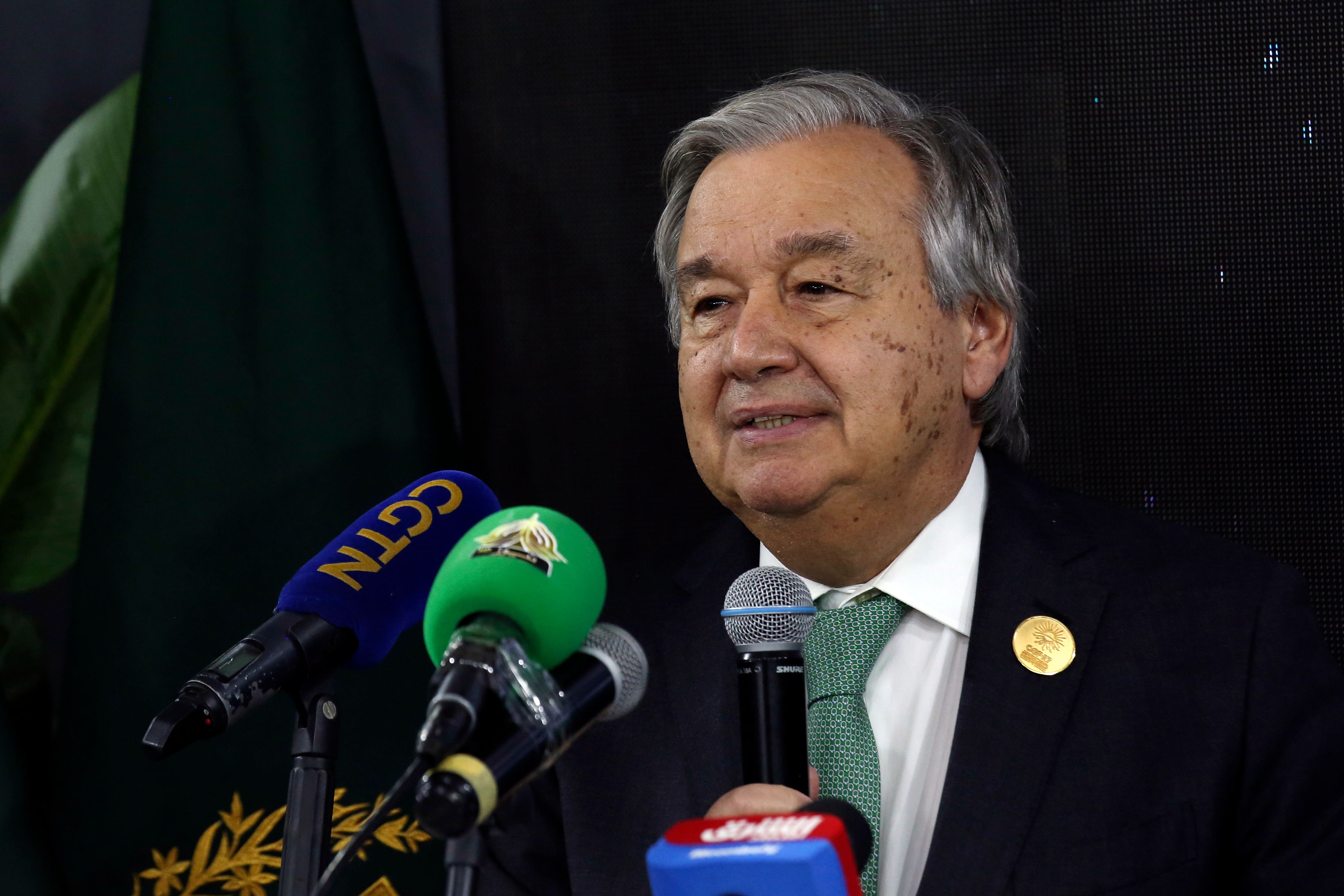 Antonio Guterres at the launch of the report (Thomas Hartwell/AP)