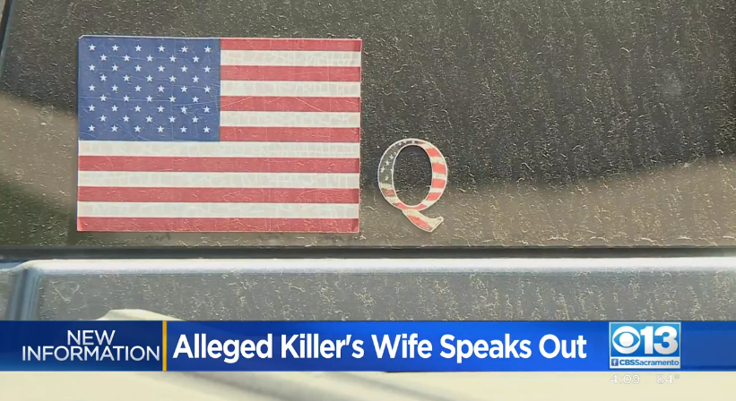 The ‘Q’ sticker that Rory Banks, 44, kept on the back of his car