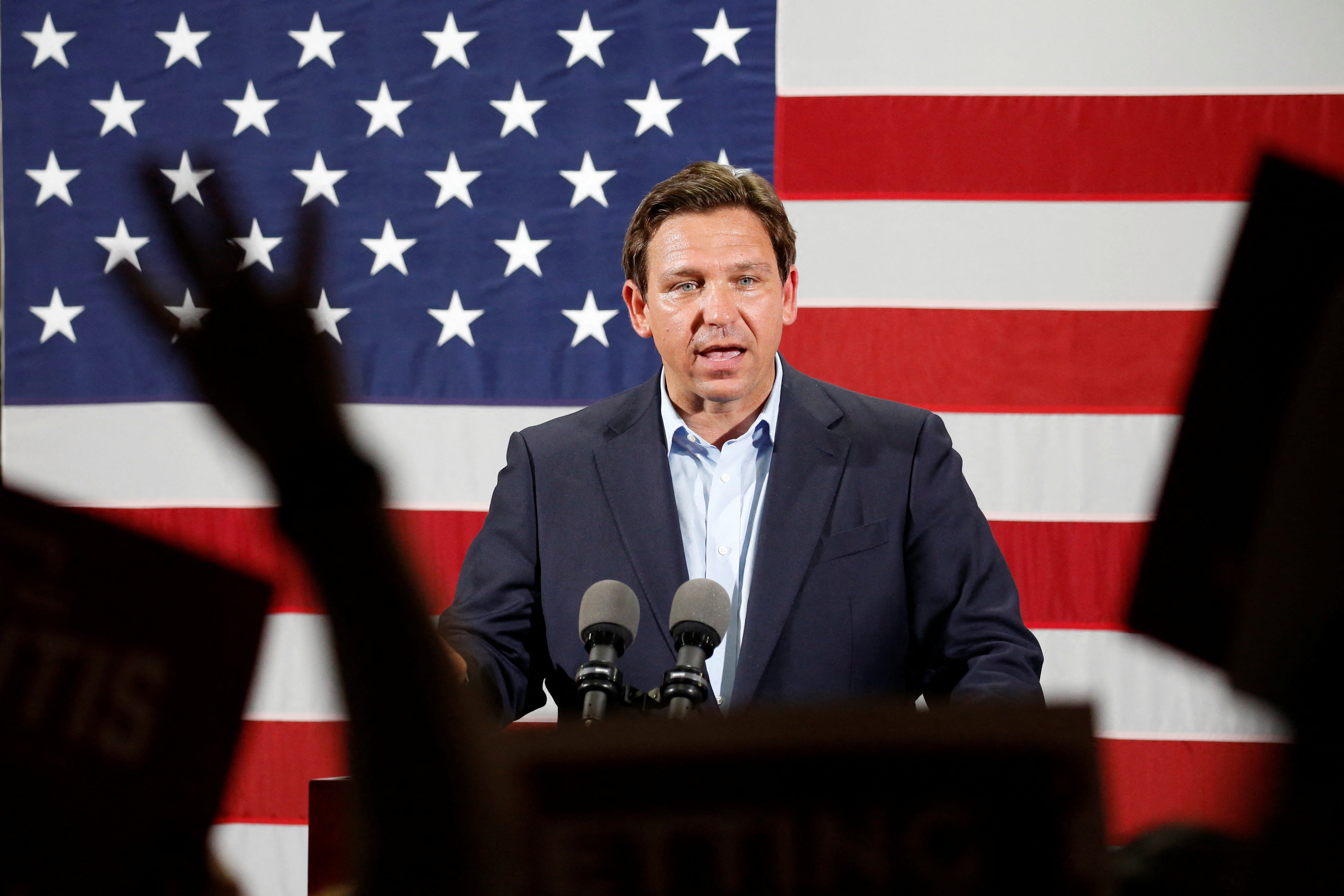 DeSantis speaking at a rally in Hialeah, Florida in November