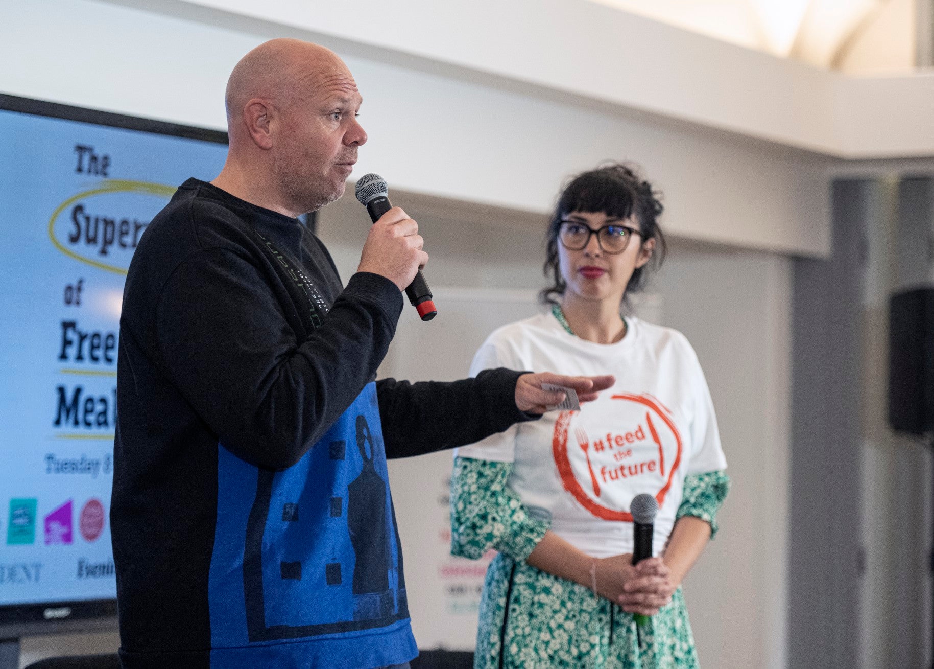 Hemsley and Kerridge speak during the Food Foundation event