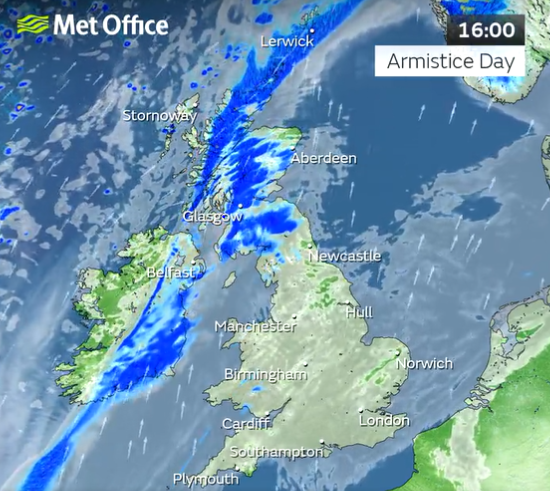 Friday’s forecast here is set to be followed by mild conditions initially, the Met Office said