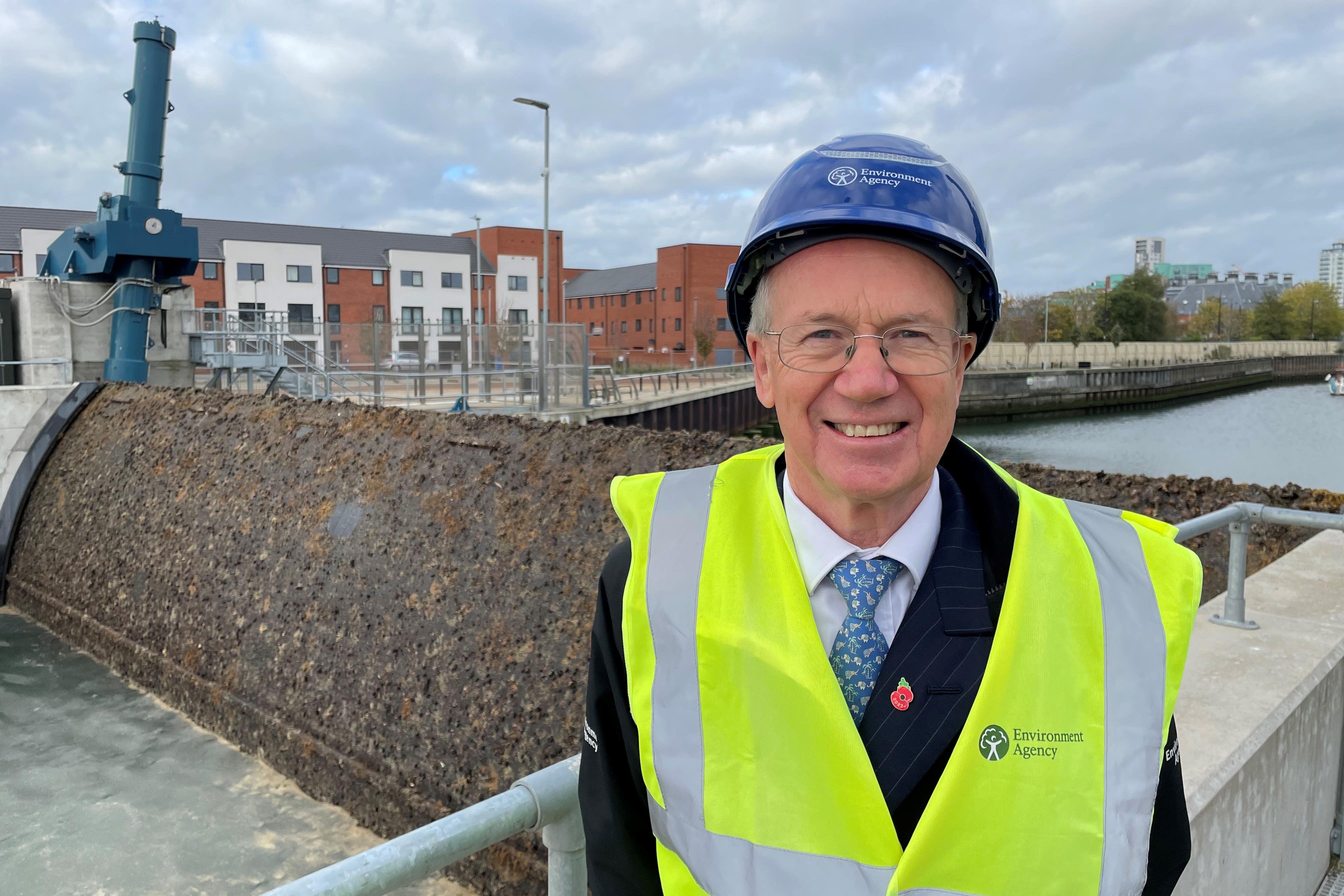 Environment Agency chair Alan Lovell on a visit to the Ipswich Tidal Barrier (Sam Russell/PA)