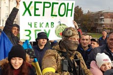 Scenes of jubilation as Ukraine army enters Kherson city hours after Russian withdrawal