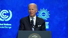 Joe Biden heckled as Cop27 speech interrupted by protesters