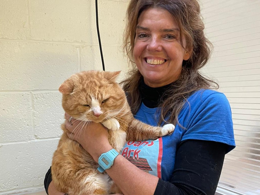 Samantha Archibald with rescued stray Sheldon