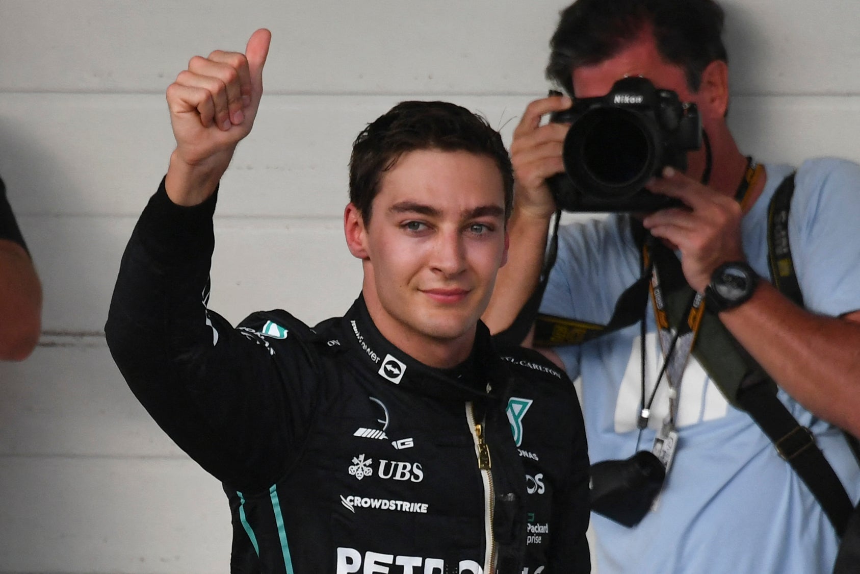 George Russell brilliantly fought his way past Max Verstappen to take the first win of his Formula One career