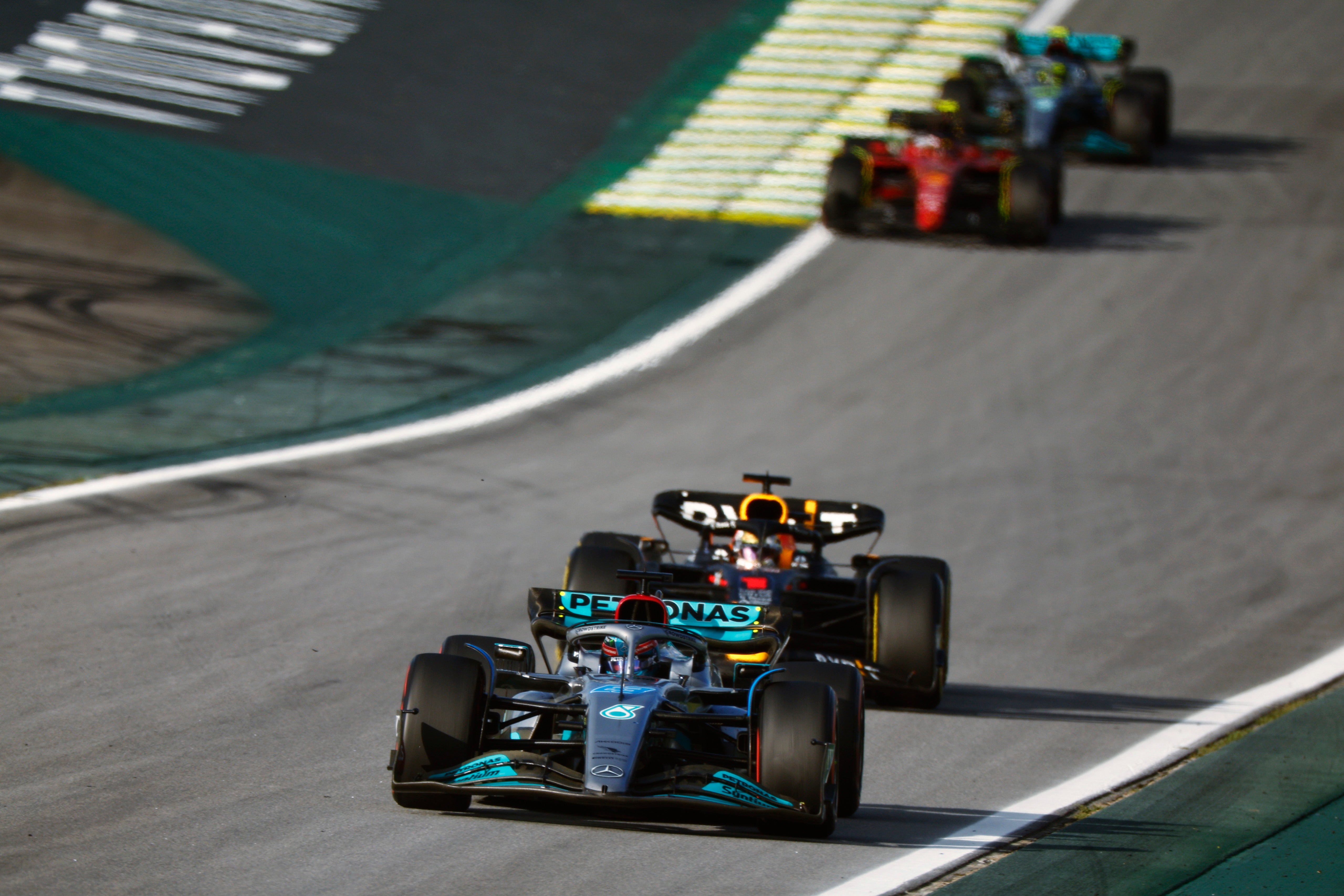 George Russell and Lewis Hamilton will start Sunday’s race as the top two