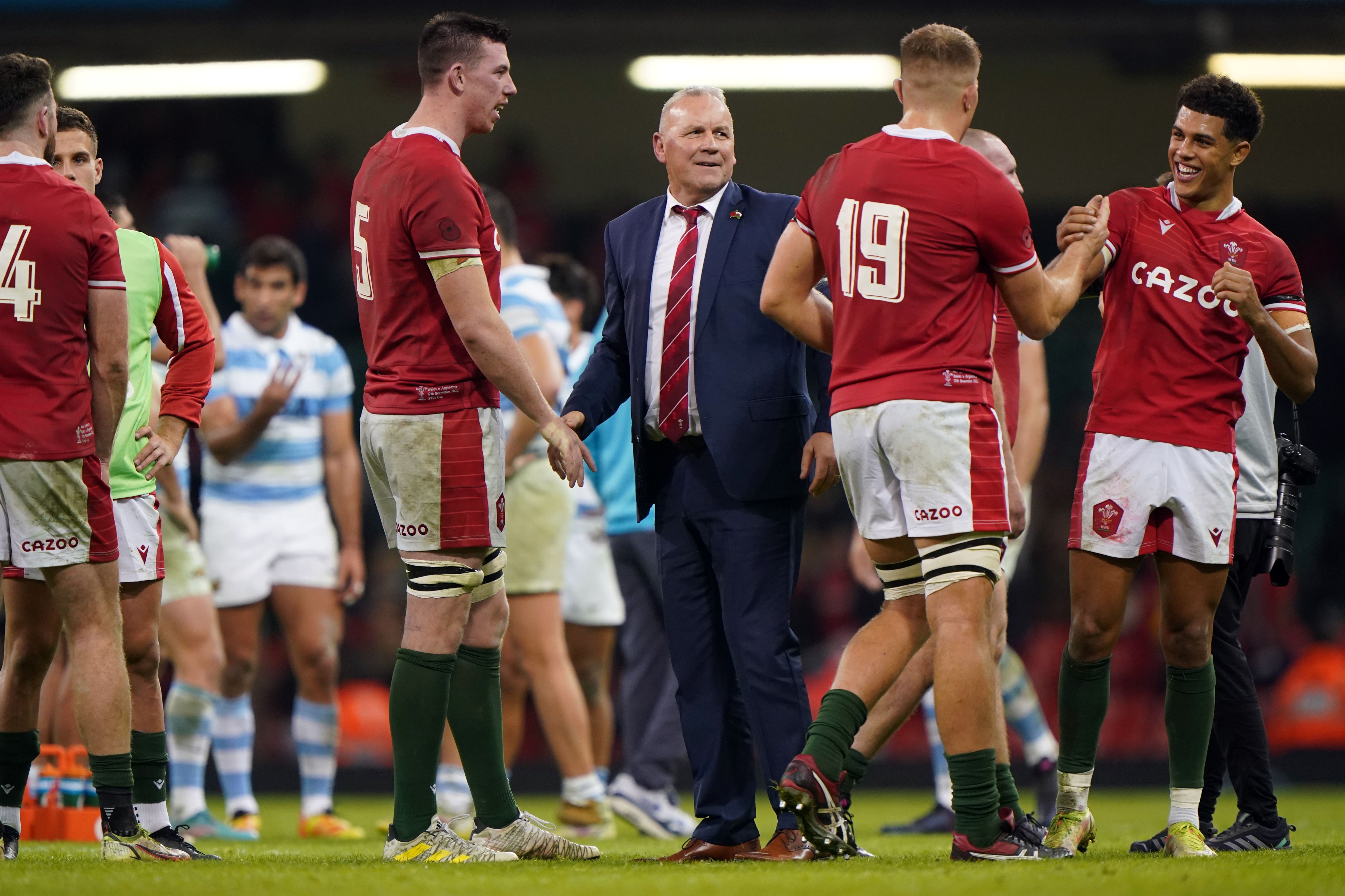 Wales celebrate victory over Argentina