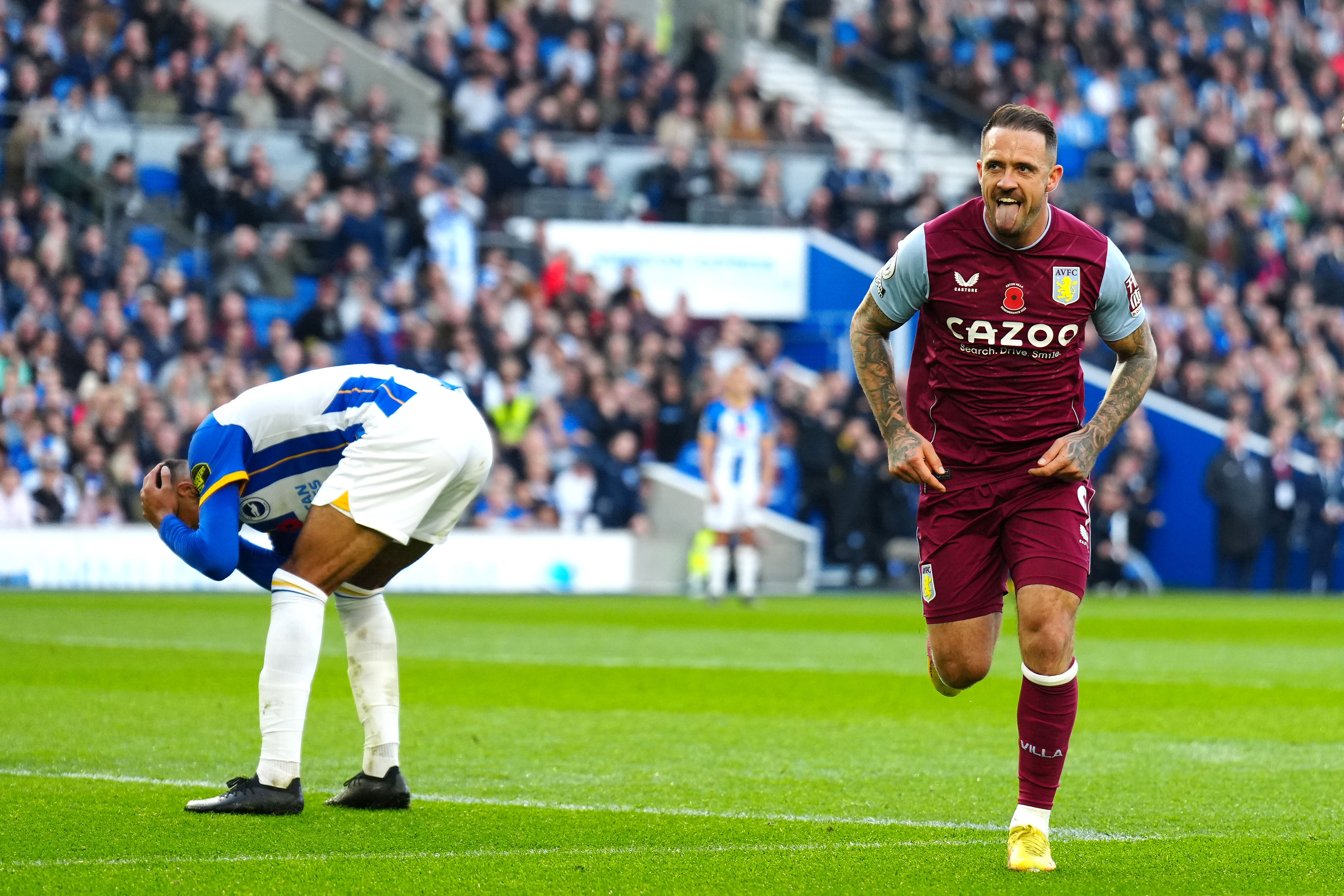 Danny Ings scored twice to earn Aston Villa a 2-1 win at Brighton (John Walton/PA)