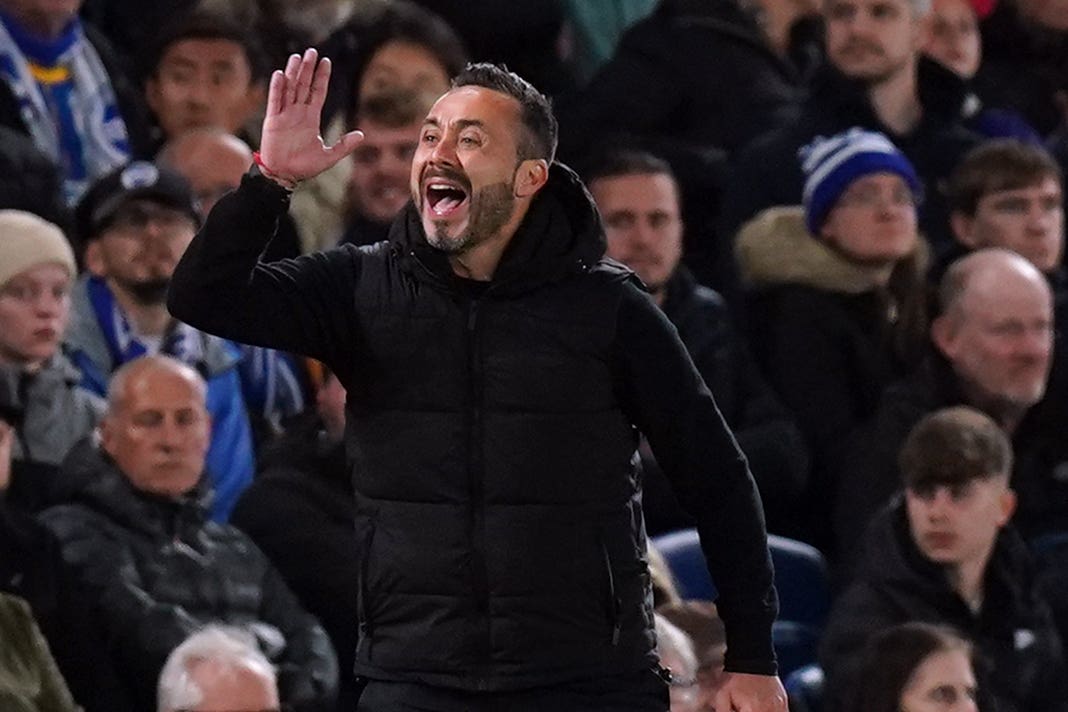 Brighton boss Roberto De Zerbi was frustrated by Aston Villa’s time-wasting (Gareth Fuller/PA)