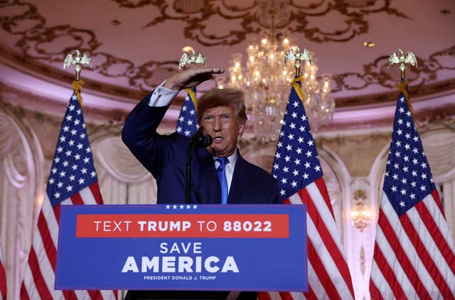 <p>Donald Trump speaks at an election night event at his Florida Mar-a-Lago residence</p>