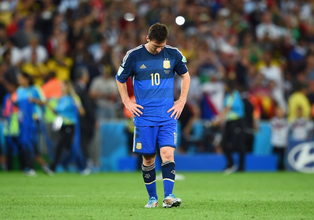 Lionel Messi reacts after the World Cup final