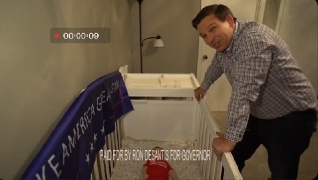 <p>Gov Ron DeSantis and his infant daughter appear in an ad for his 2018 gubernatorial run</p>