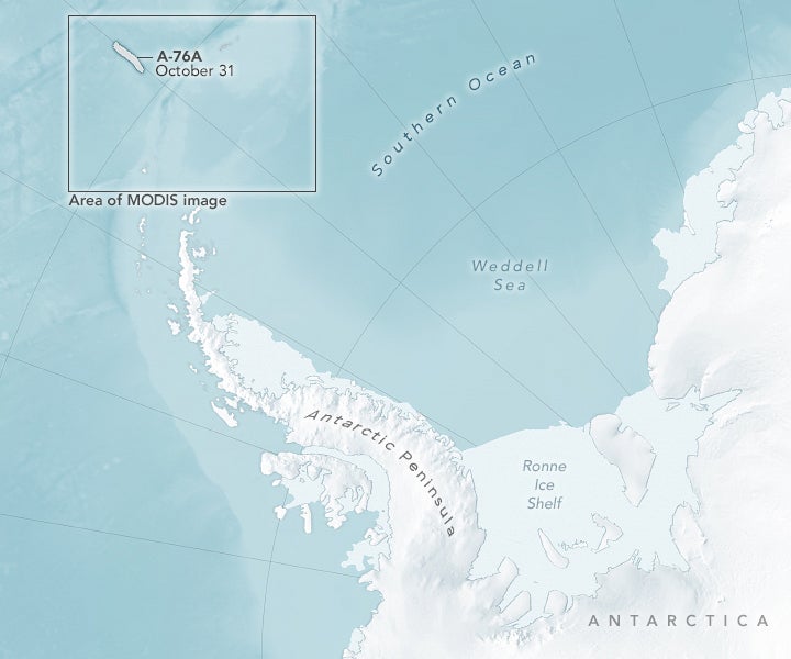 A-76A is the biggest remaining piece of what was once the largest iceberg