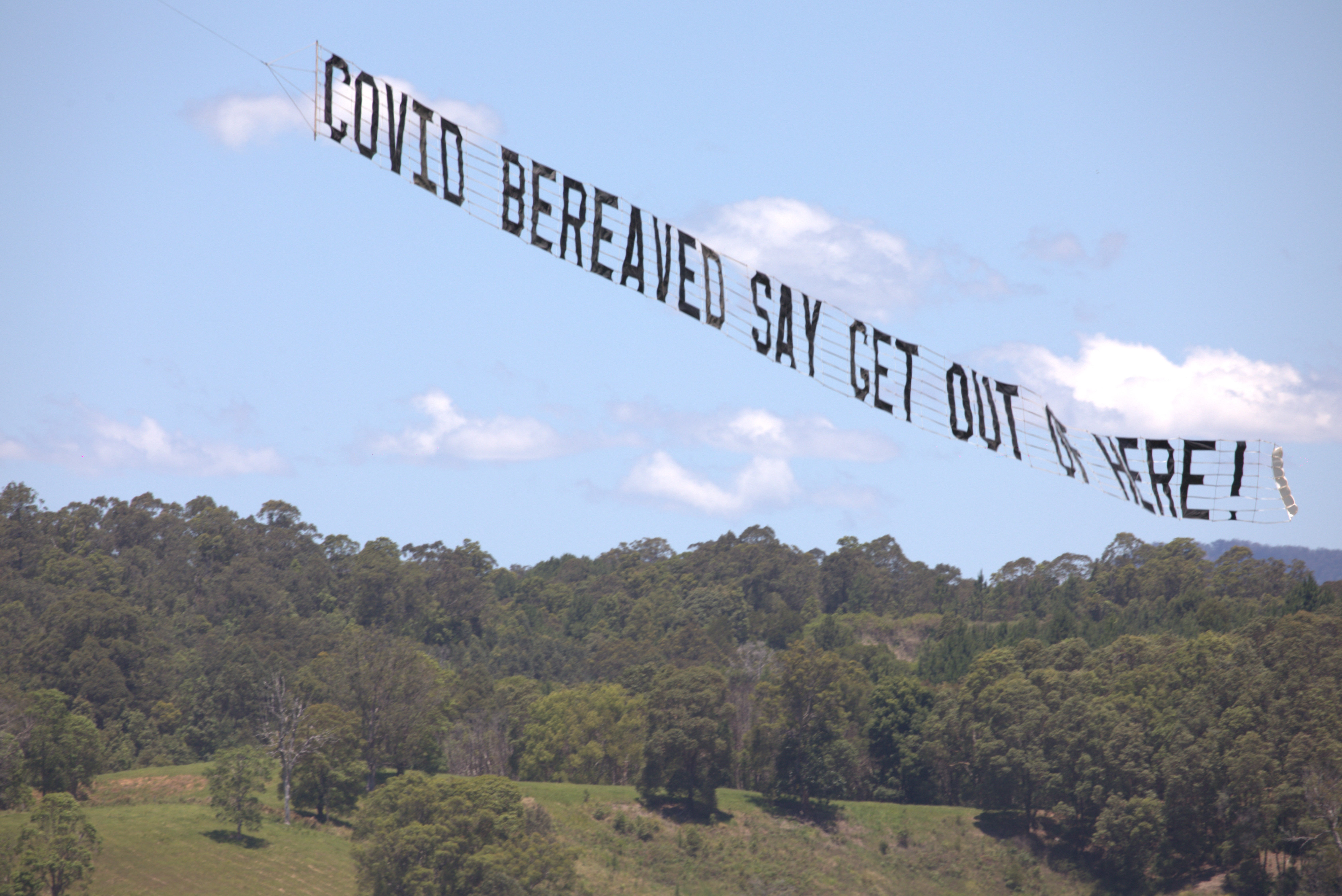 The protest banner stretched 35 metres