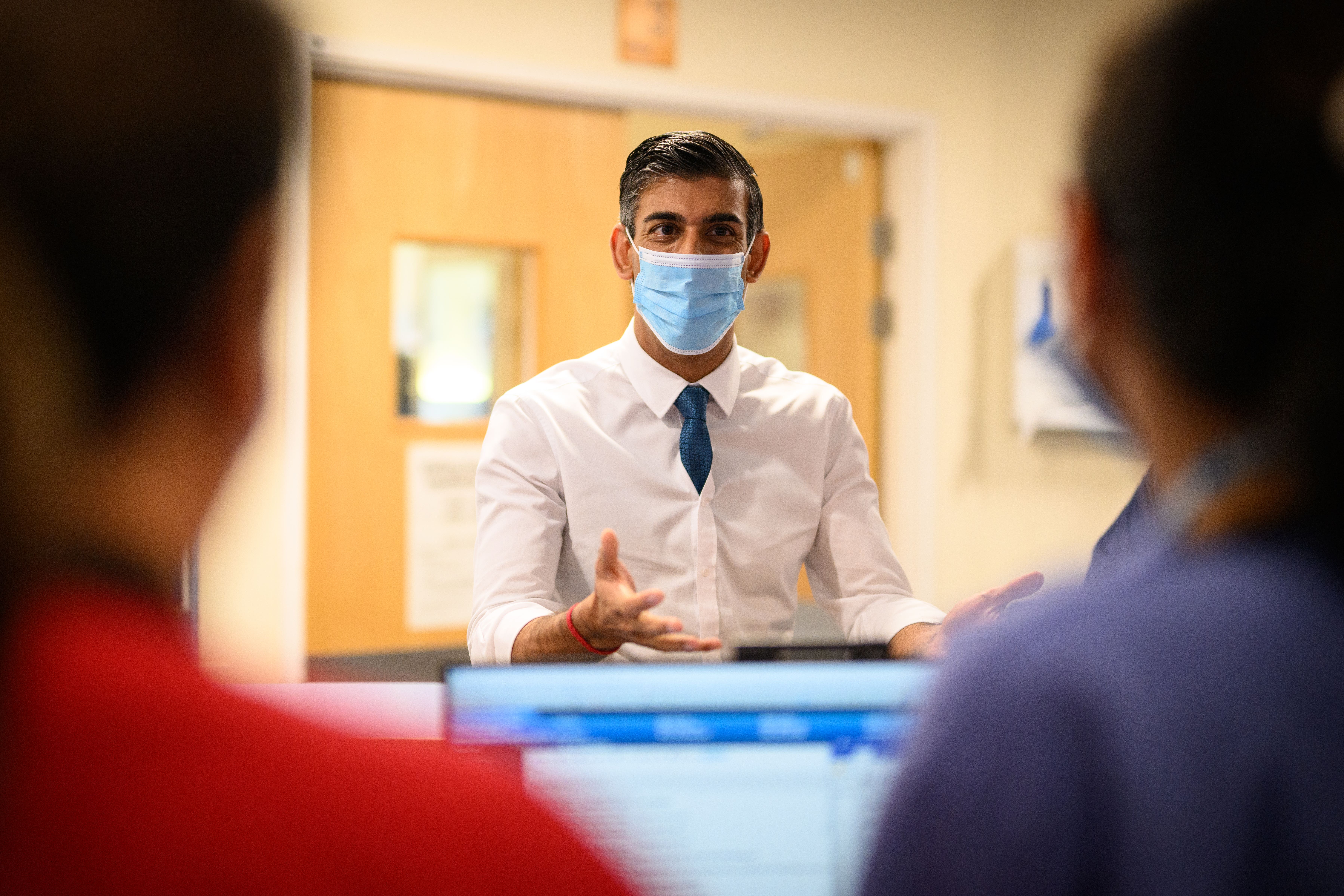 Prime Minister Rishi Sunak during a visit to Croydon University Hospital (Leon Neal/PA)