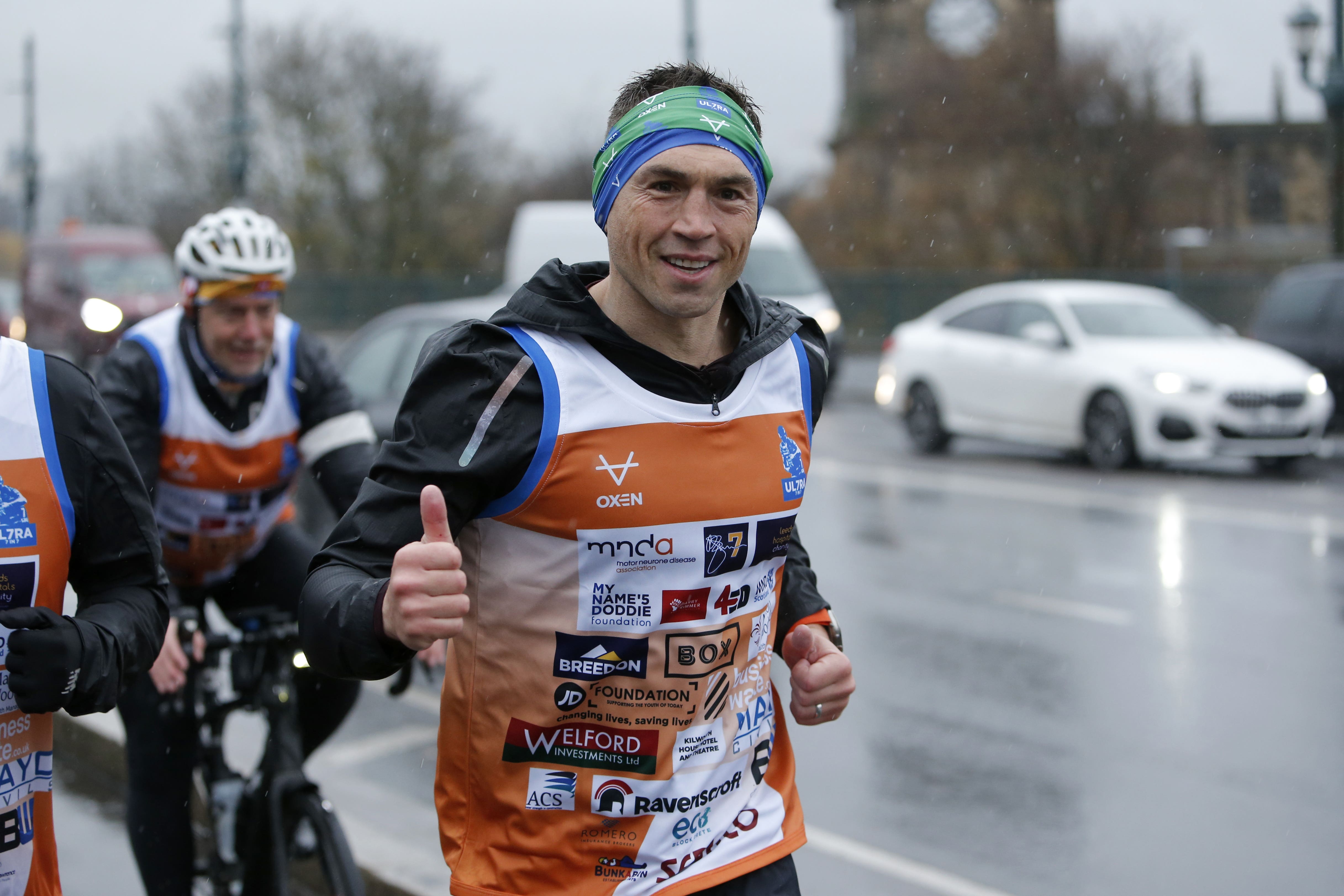 Kevin Sinfield on day three of his Ultra 7 in 7 Challenge in aid of motor neurone disease (Will Matthews/PA)