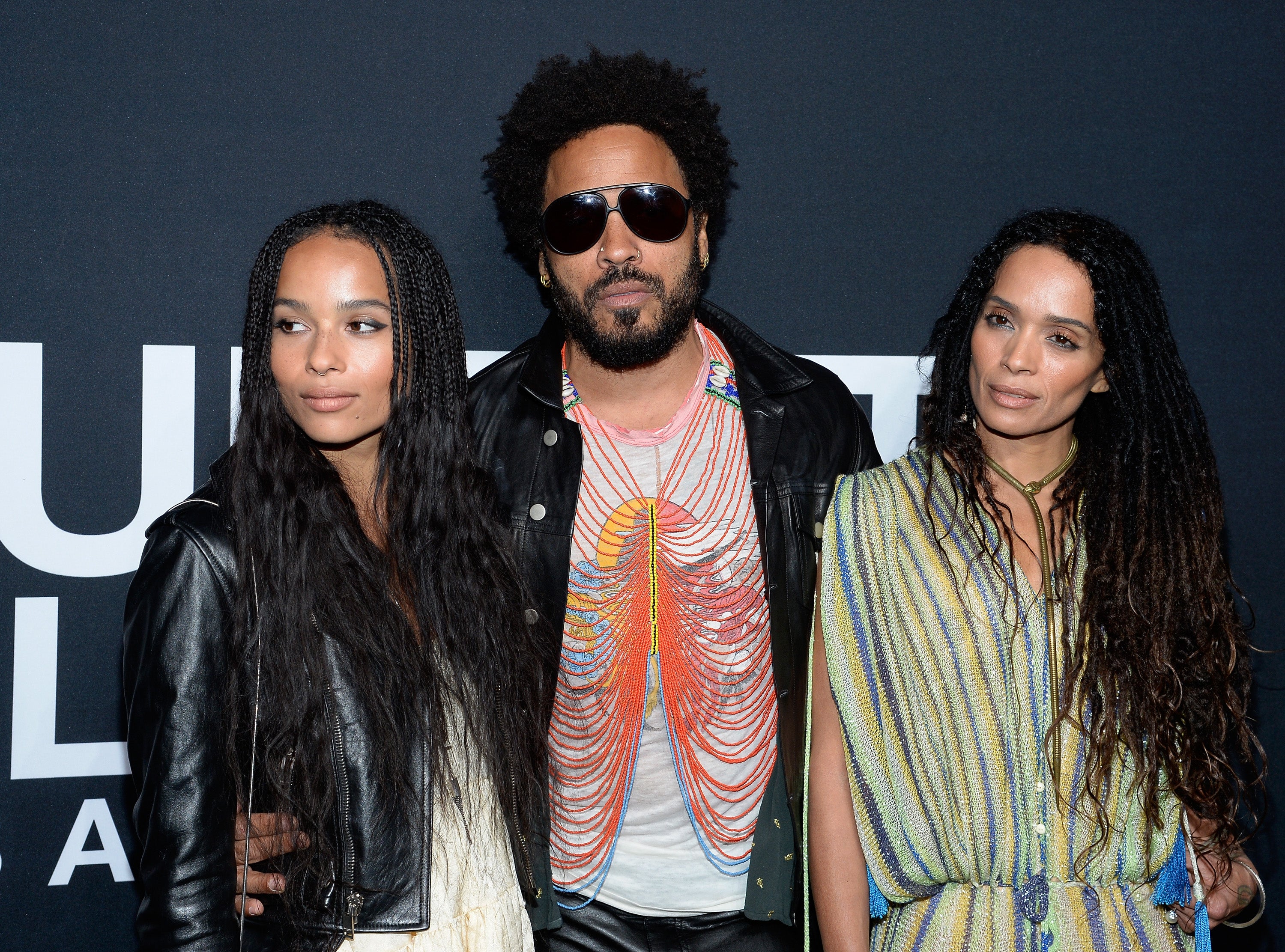 From L-R: Zoë Kravitz with dad Lenny and mum Lisa Bonet in 2016