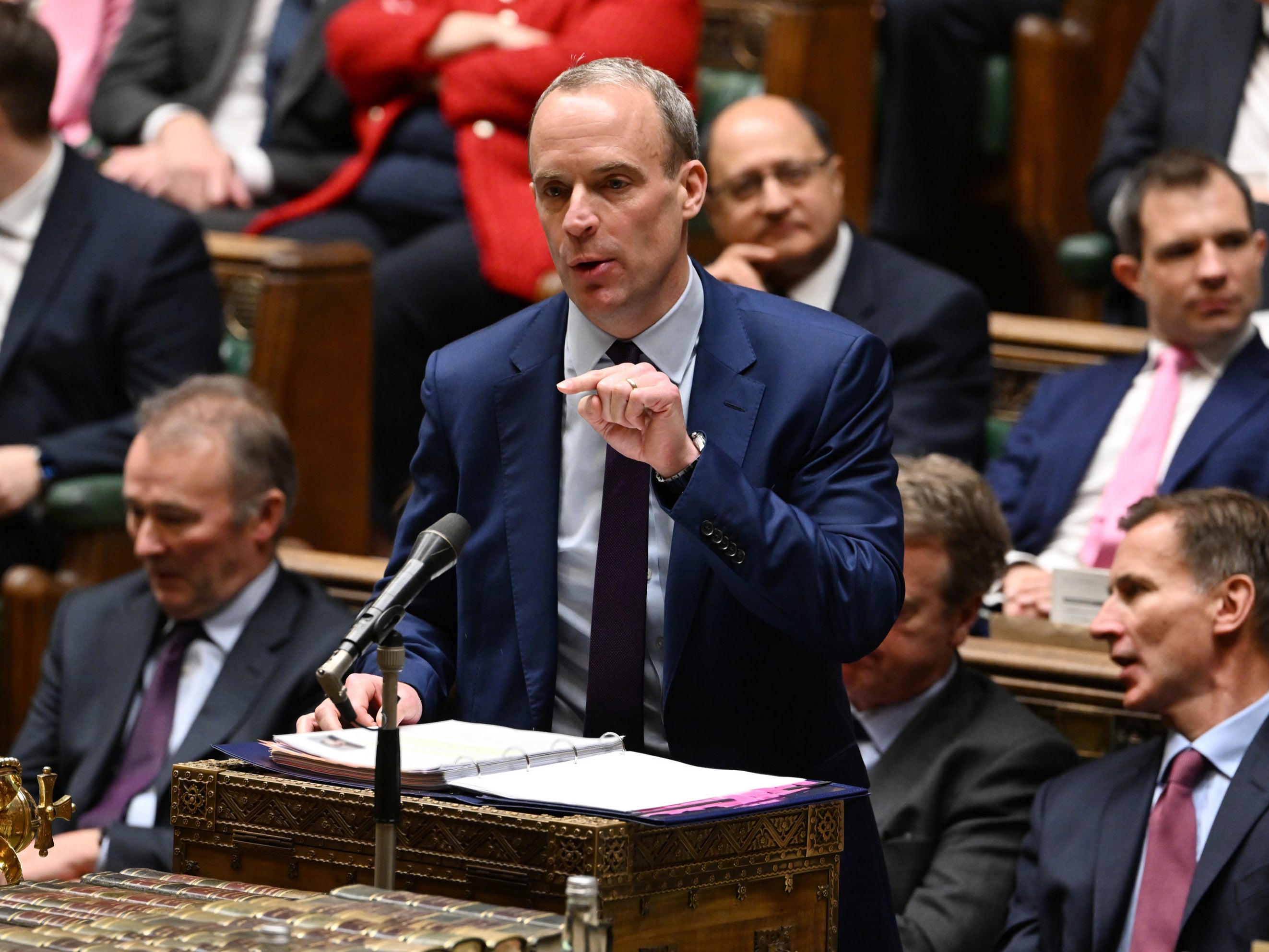 Dominic Raab needed a shield at PMQs